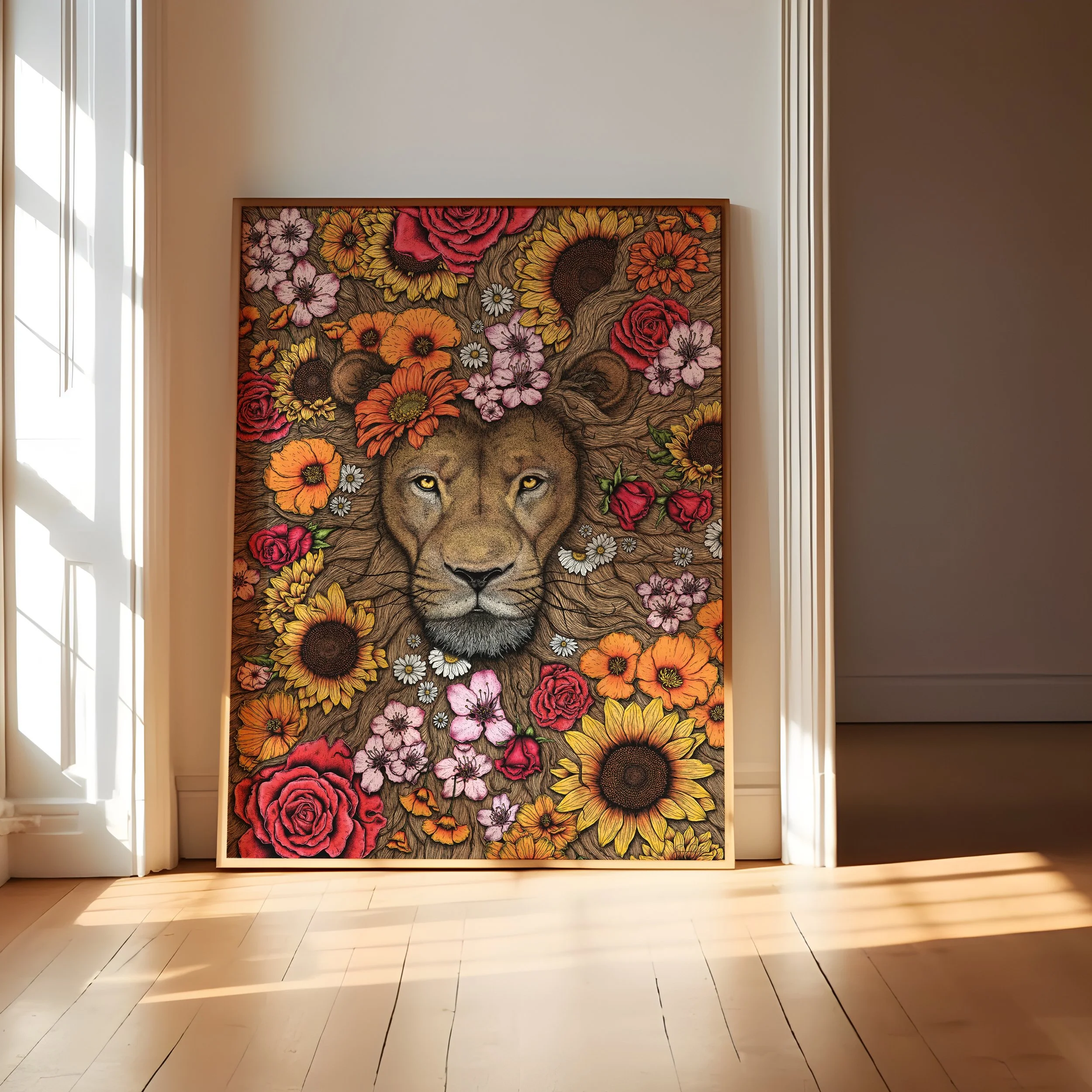 "Floral Lion" Fine Art Print