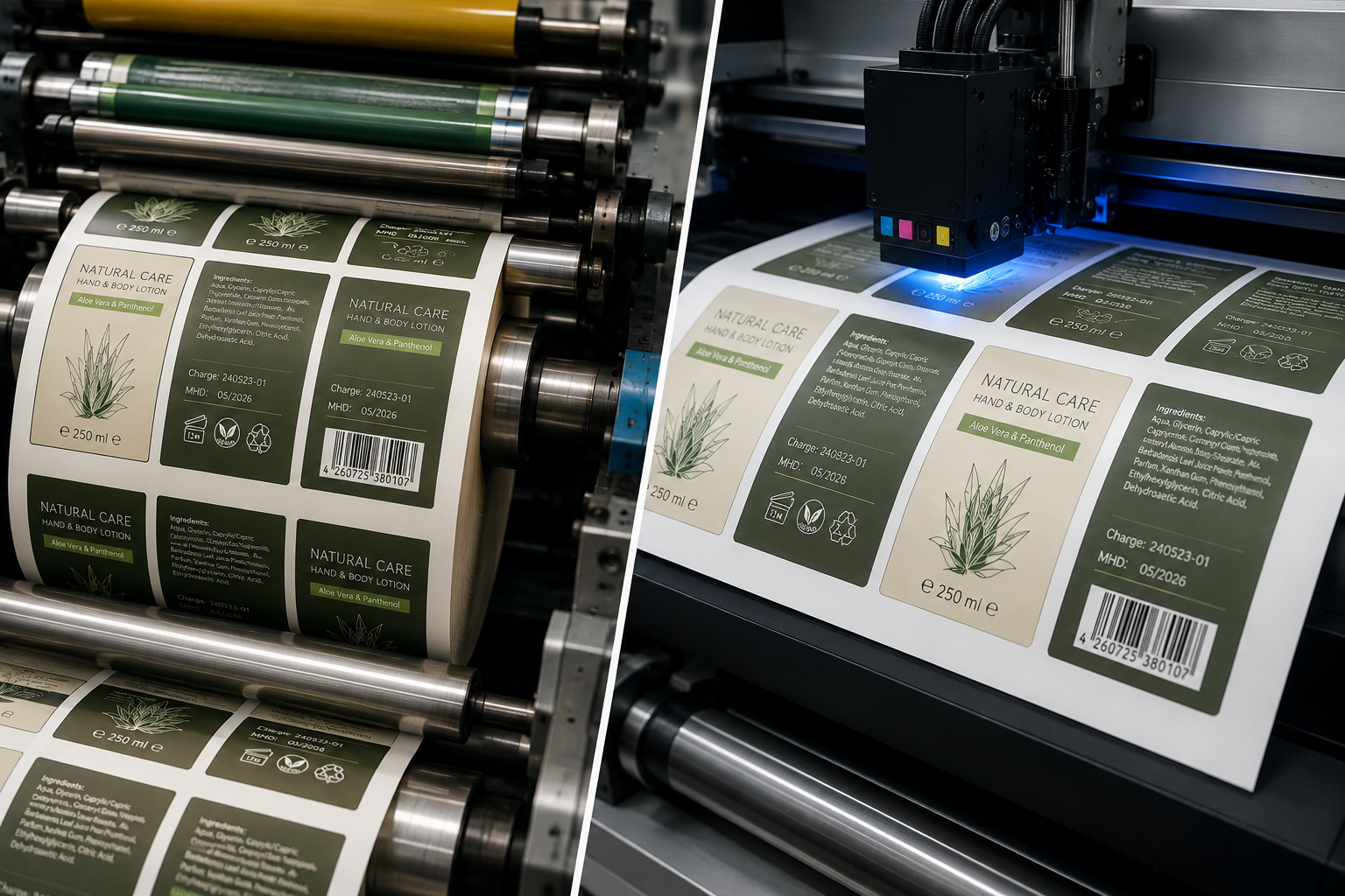 Druckprozess für hochwertige Produktetiketten im Flexodruck und Digitaldruck