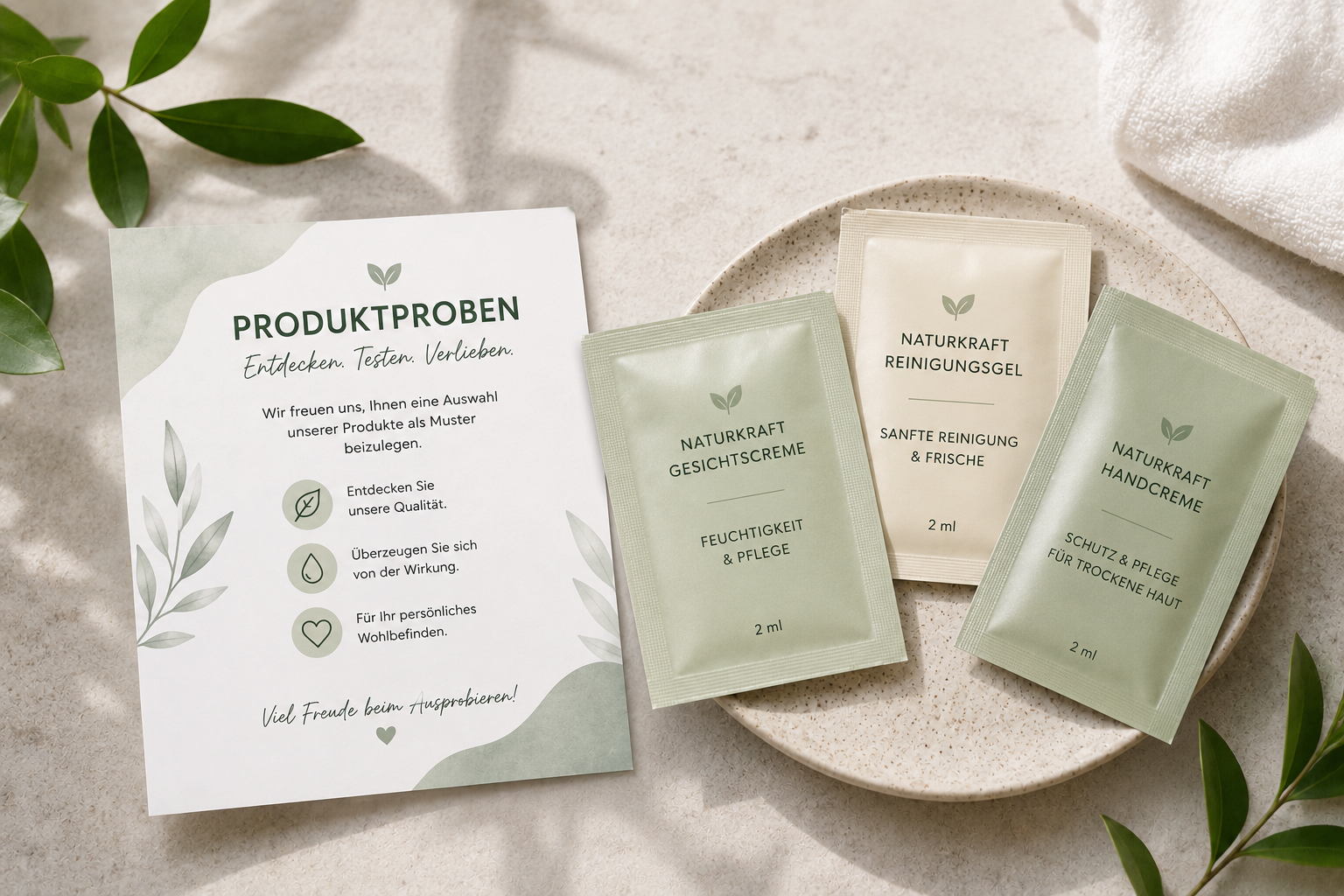 Beigelegte Muster und Produktproben für mehr Kundenbindung und Produkterlebnis