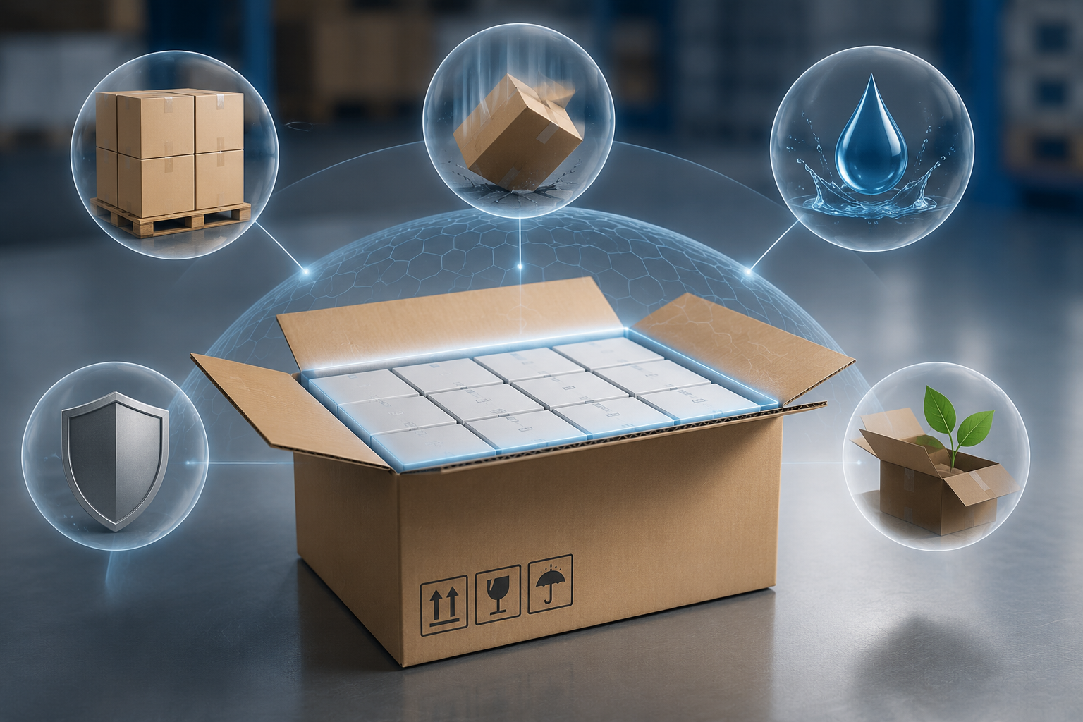 Sekundärverpackung mit Produktschutz, Stabilität und sicherer Transportfähigkeit