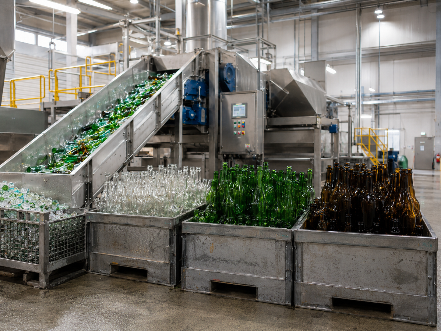 Glasflaschen im Recyclingkreislauf mit Mehrwegpotenzial und nachhaltiger Getränkeverpackung