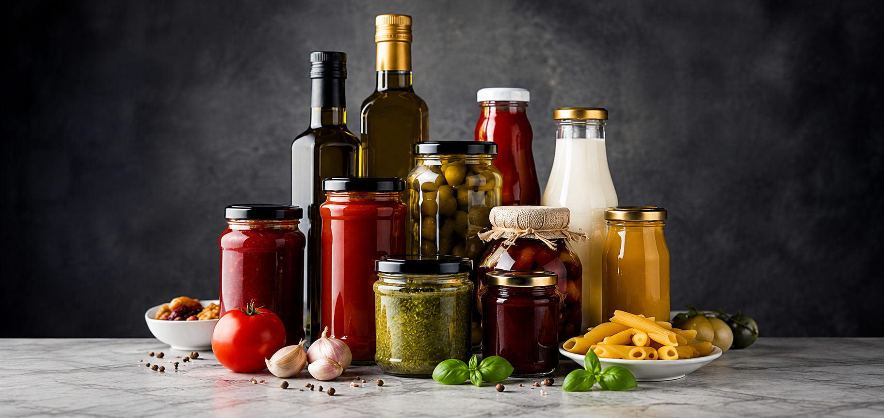 Lohnabfüllung von Lebensmitteln wie Saucen, Ölen, Aufstrichen und weiteren Feinkostprodukten in Gläsern und Flaschen
