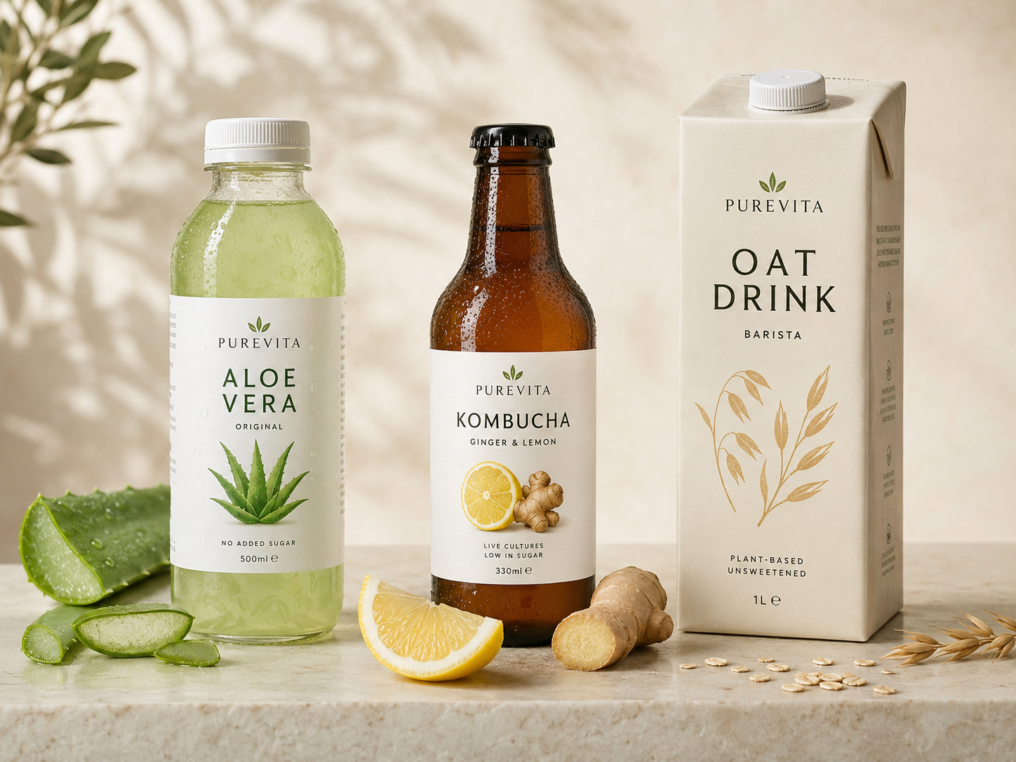 Healthy Drinks wie Aloe-Vera-Getränke, Kombucha und Beauty Drinks verpacken