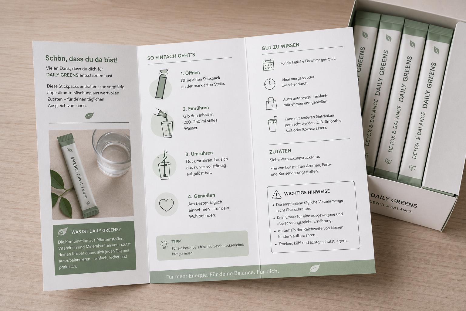 Anleitungen als Beilage für klare Produktinformationen und sichere Anwendung