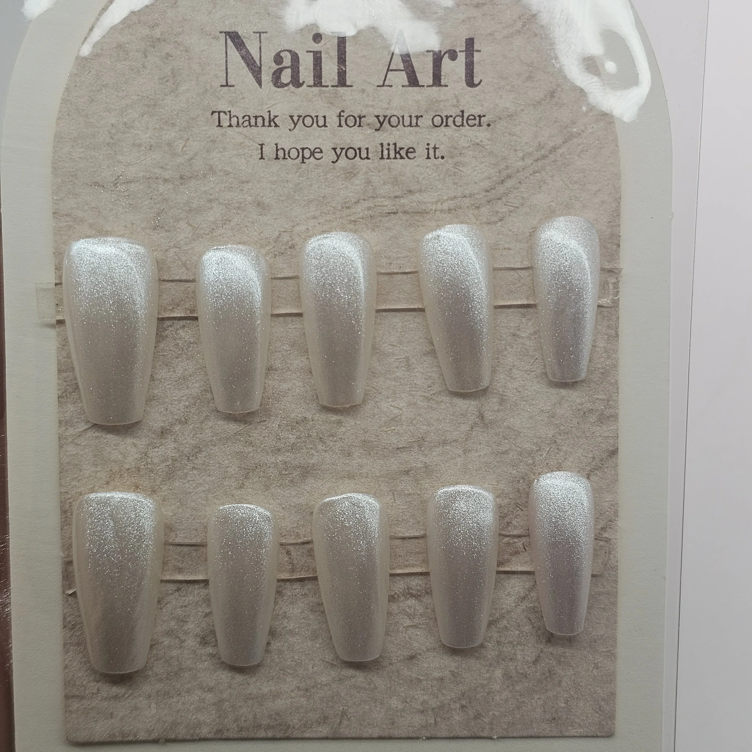 Luxury White  Chrome Hard Gel Press On Nails