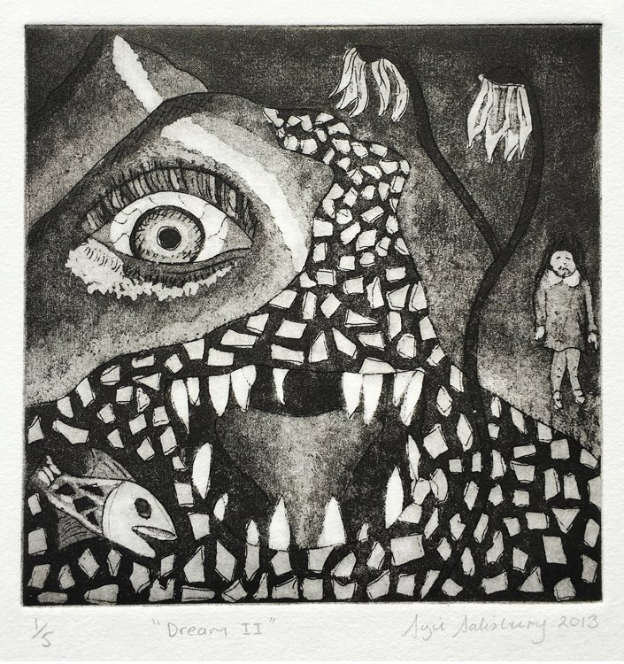 Dream II, 2013, aluminium etch, 15 x 15cm image on on 38 x 28cm paper