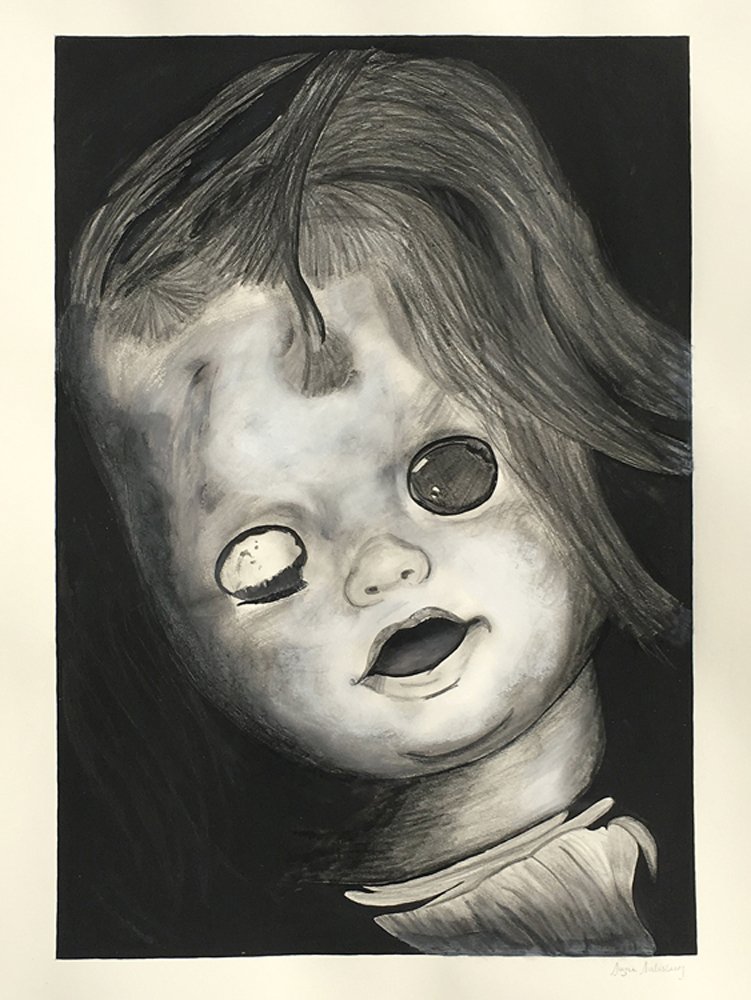 Lost Soul, 2017, gouache, ink, oil pastel, charcoal and graphite, 58 x 40cm image on 76 x 56cm paper