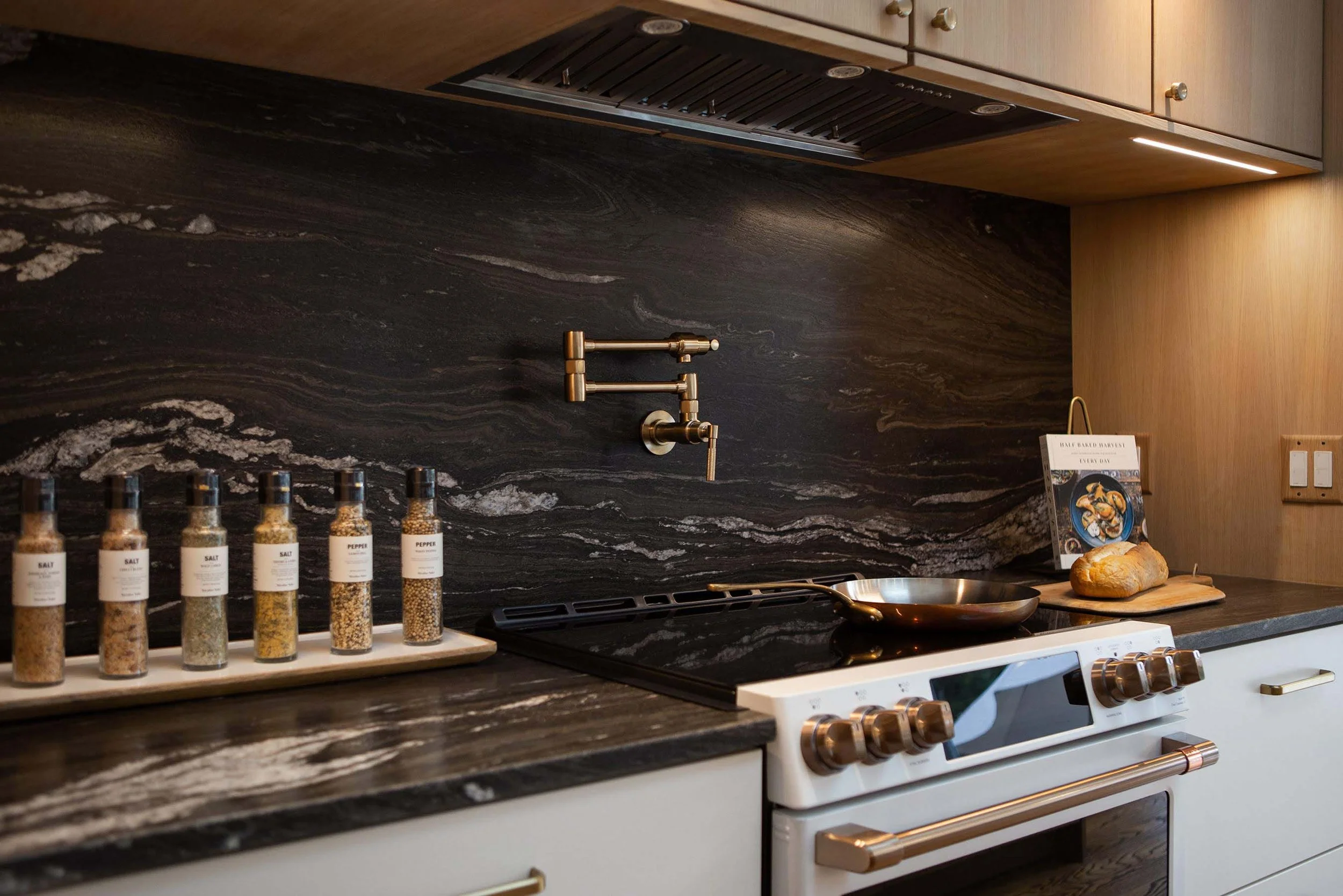 modern white oak kitchen remodel Pittsford Rochester, New York