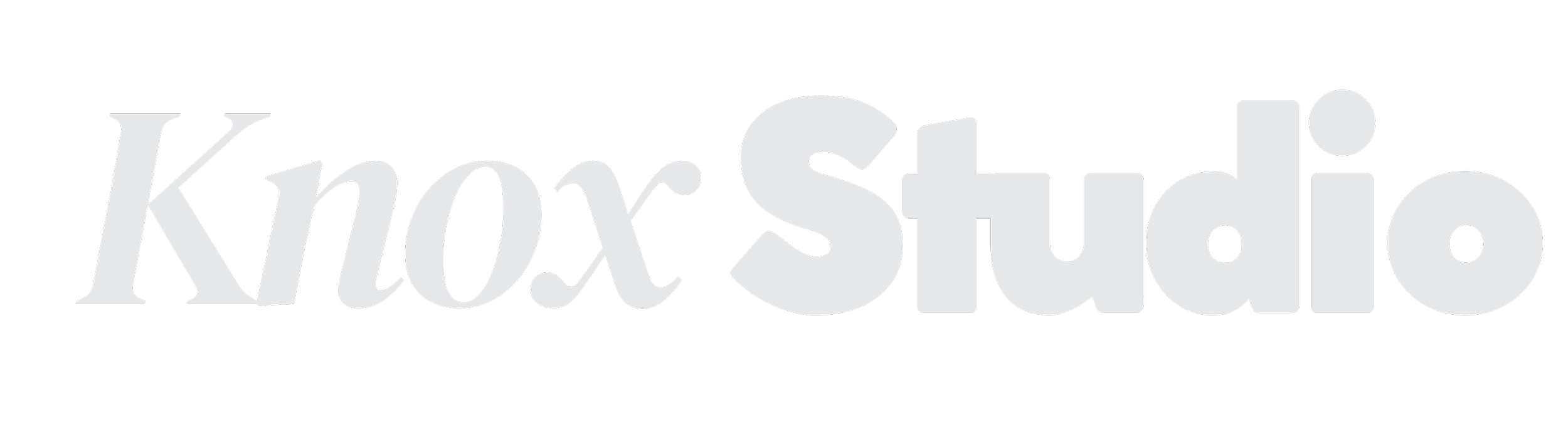 Knox Studio logo with stylized text in light gray.