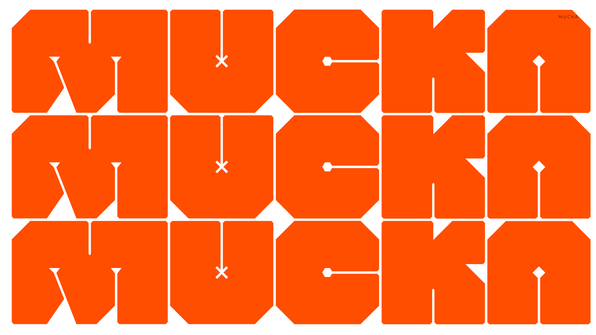 Repeated orange geometric shapes forming the words 'WICKED' on white background.