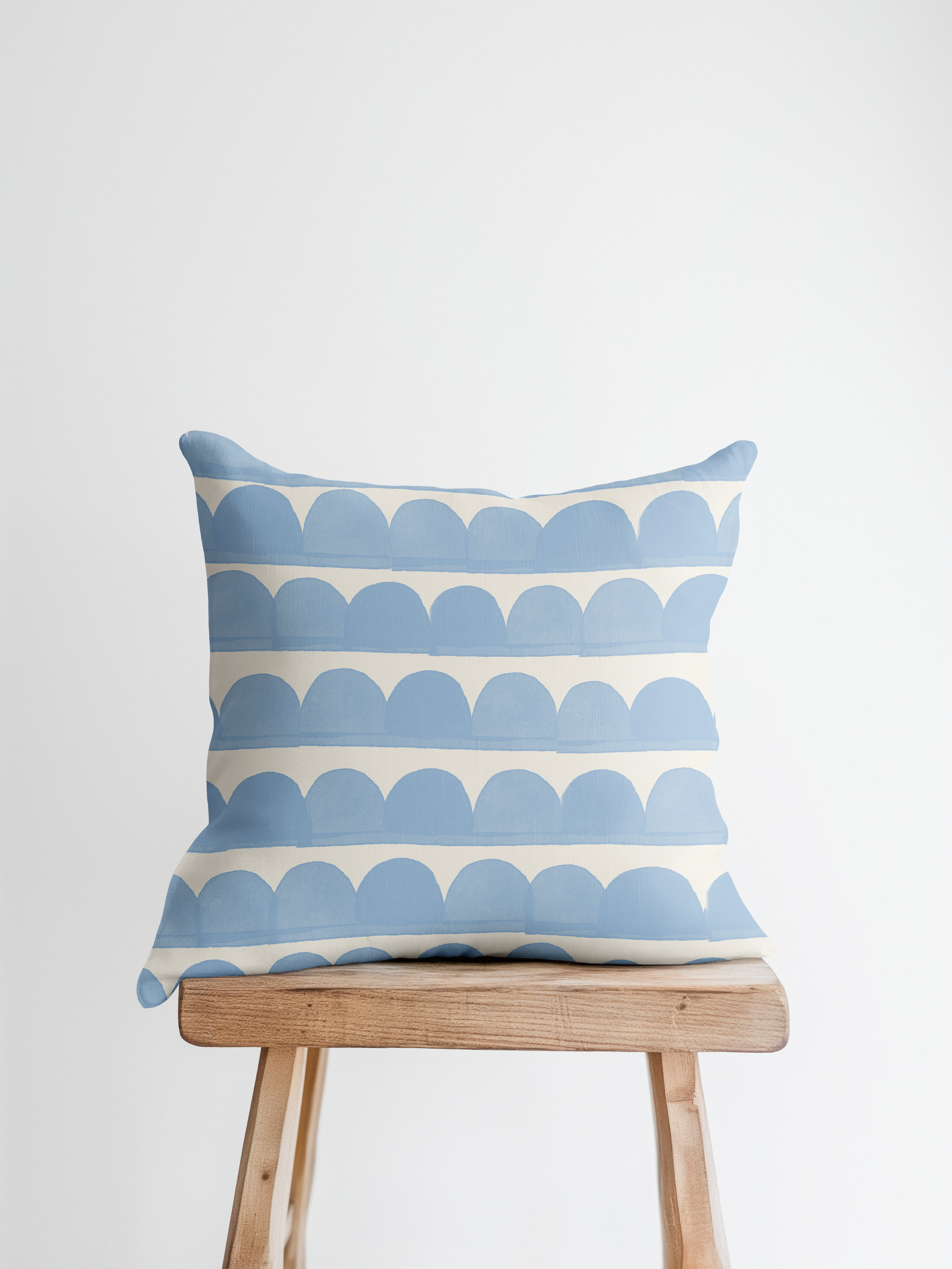 Wave pattern : Artisan pillow cover featuring a hand-painted design, printed on soft 100% velveteen. Made to order in Canada. 22x22", invisible zipper closure.