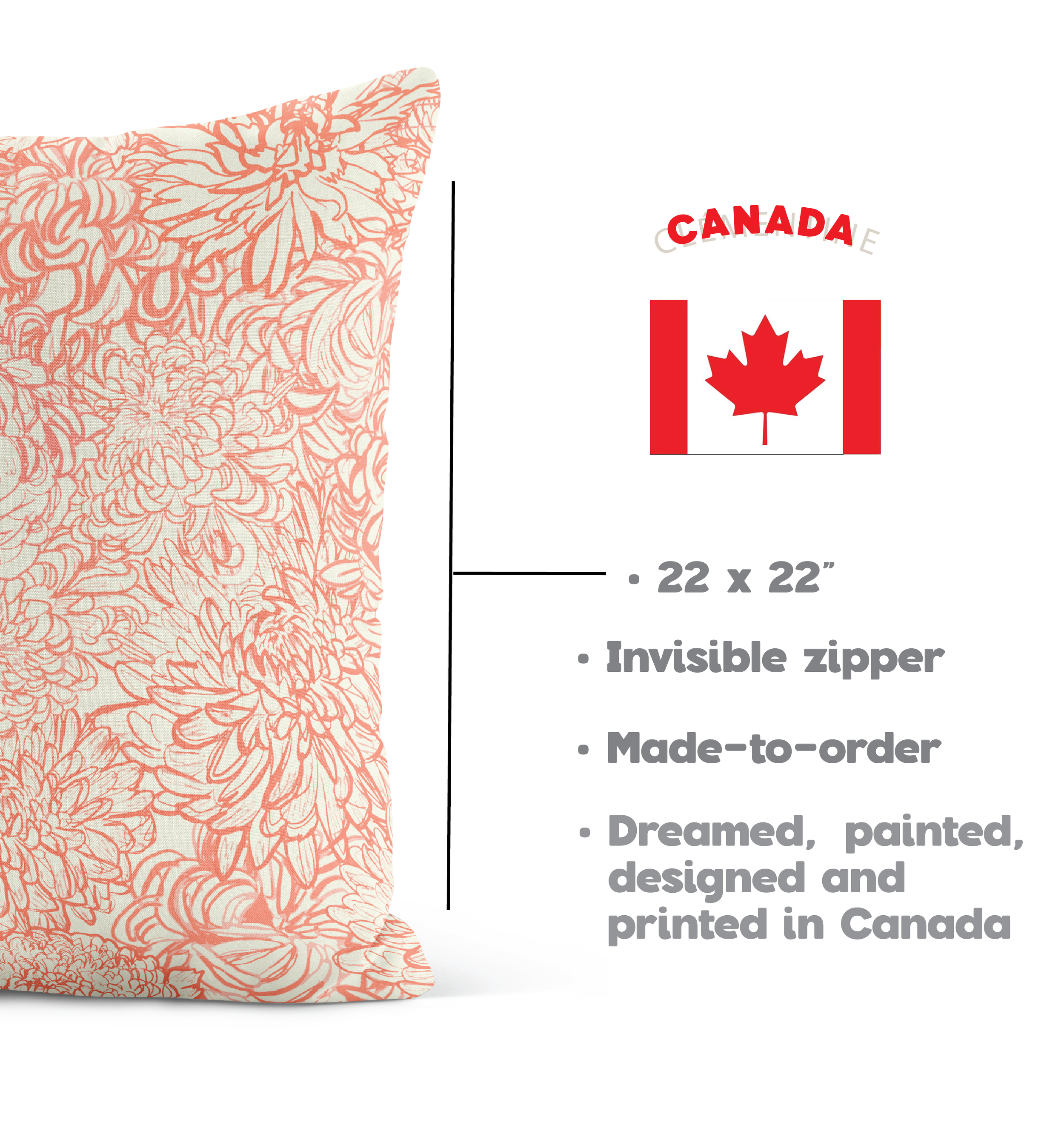 hand-painted pillow, velveteen cushion cover, Canadian artist design, 22 inch pillow, made in Canada decor, art-inspired home textile, Briana Corr Scott, coastal home accents, original art pillow