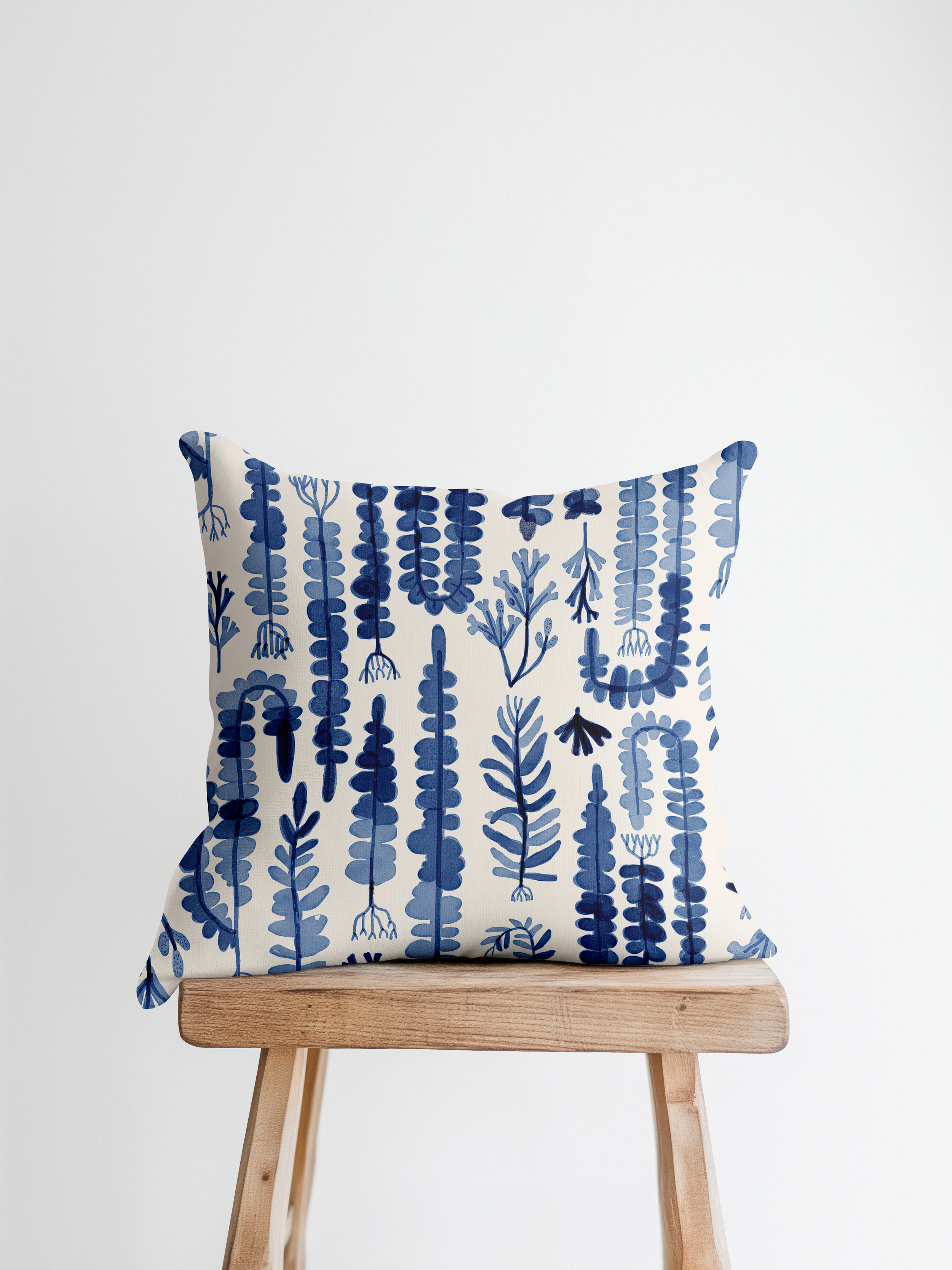 hand-painted pillow, velveteen cushion cover, Canadian artist design, 22 inch pillow, made in Canada decor, art-inspired home textile, Briana Corr Scott, coastal home accents, original art pillow