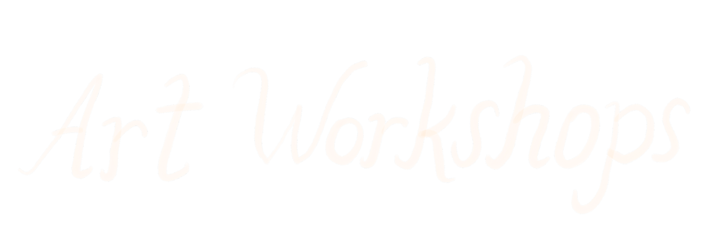 Neon sign that reads Art & Workshops in cursive white lettering on black background.