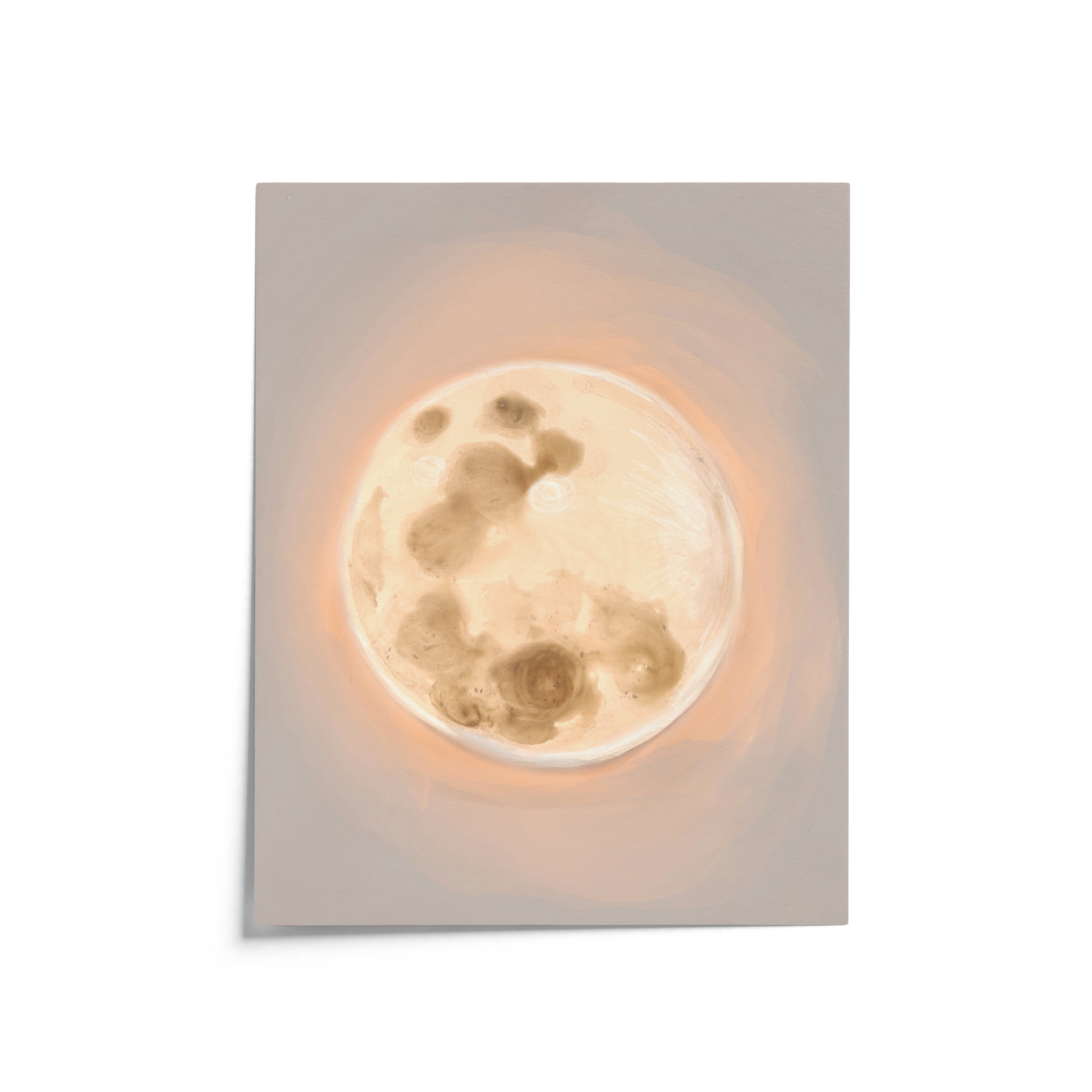 "The Moon" print featuring a glowing, softly painted full moon in neutral tones, archival celestial artwork by Nova Scotia artist Briana Corr Scott