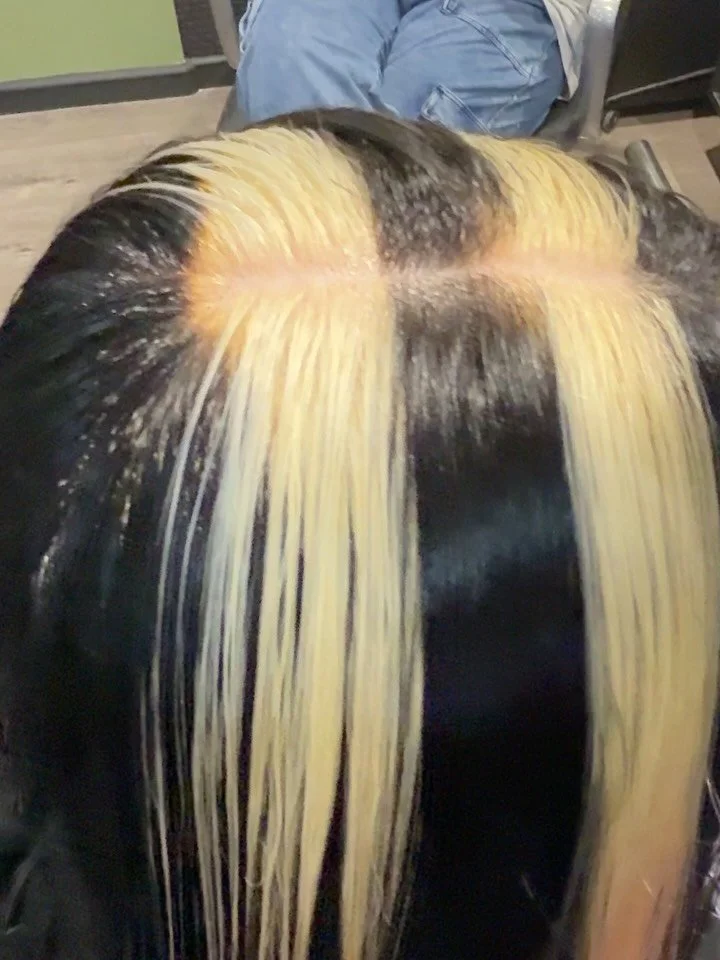 I absolutely LOVED creating this colour, it&rsquo;s giving monster high vibes! 
I think you&rsquo;ll all agree, this colour placement is pretty out there, would you be so bold? 

#redandblack #redandblackhair #colourblockhair #haircolourplacement #ha