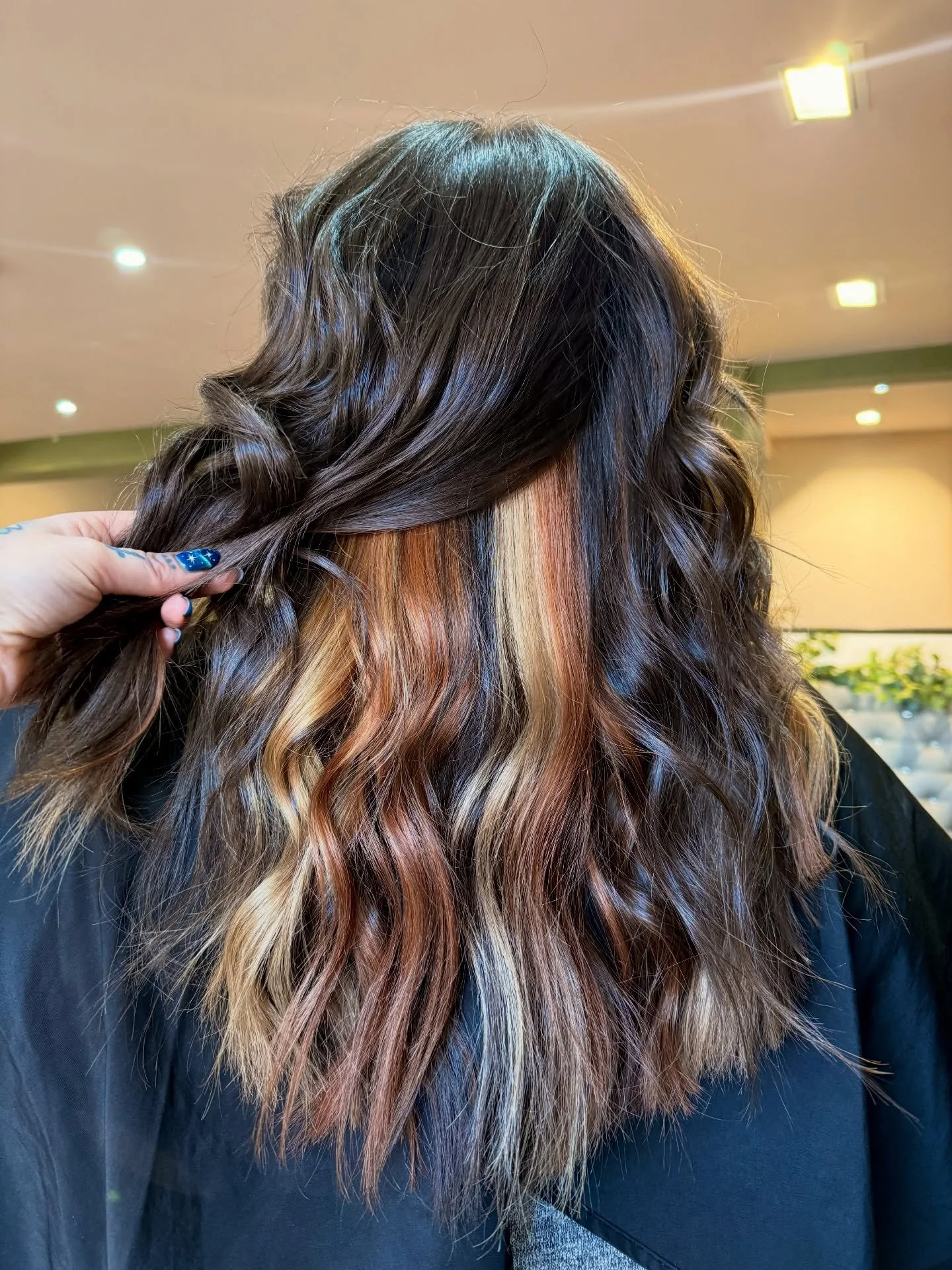 Calico peekaboo hair colour anyone? 
I absolutely LOVE this colour palette and placement.
Charlotte wanted to keep her natural hair colour to make this as low maintenance a possible, with a little added spiciness. 

#calicohaircolour #heywoodhairsalo