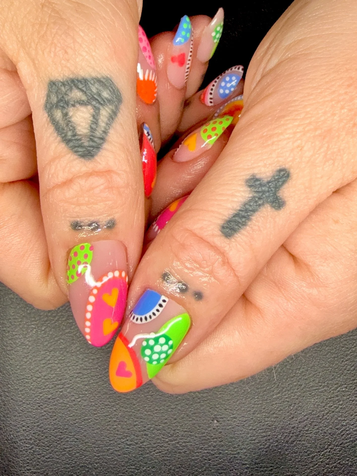 Need a little bit of spice in my life! 
As always can never decide how I want them but I knew I needed an injection of colour, so why not use a few.
These are my natural nails with BIAP application, and nail art to my hearts content. Too many colours