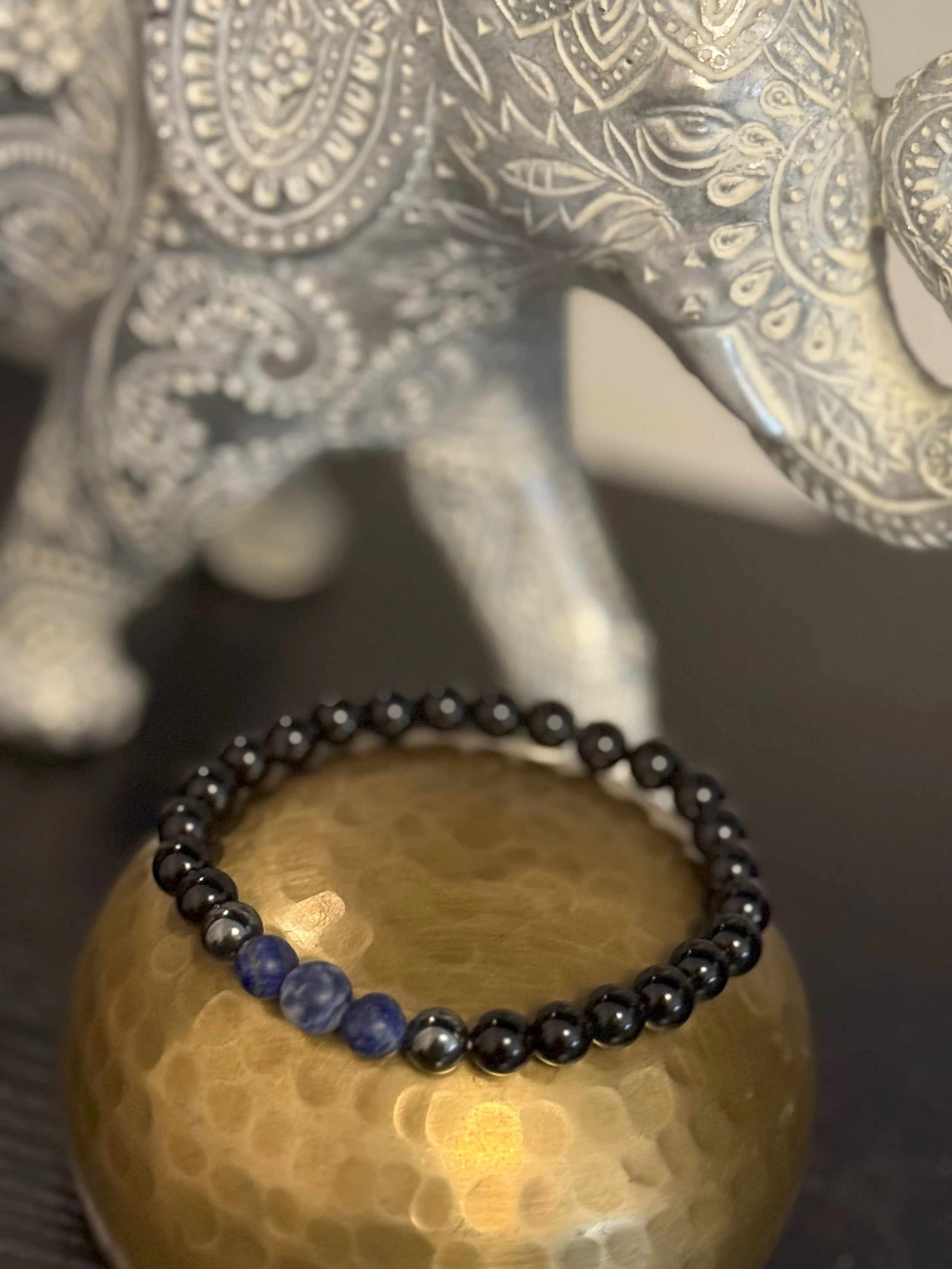Men's Distinctive and Bold- Onyx, Hematite & Lapis  Balance Bracelet
