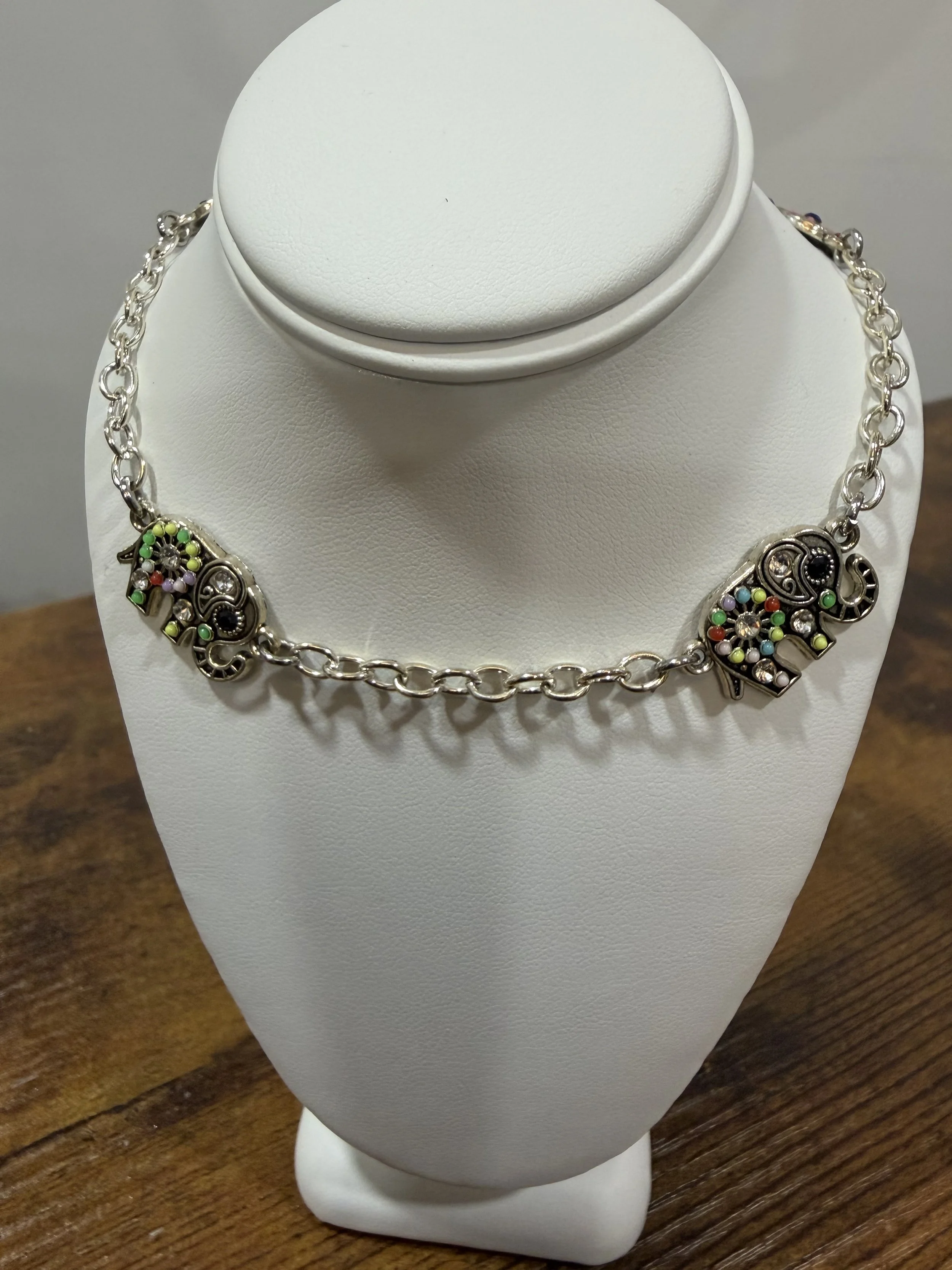 Elephant Charm Chain Choker Necklace