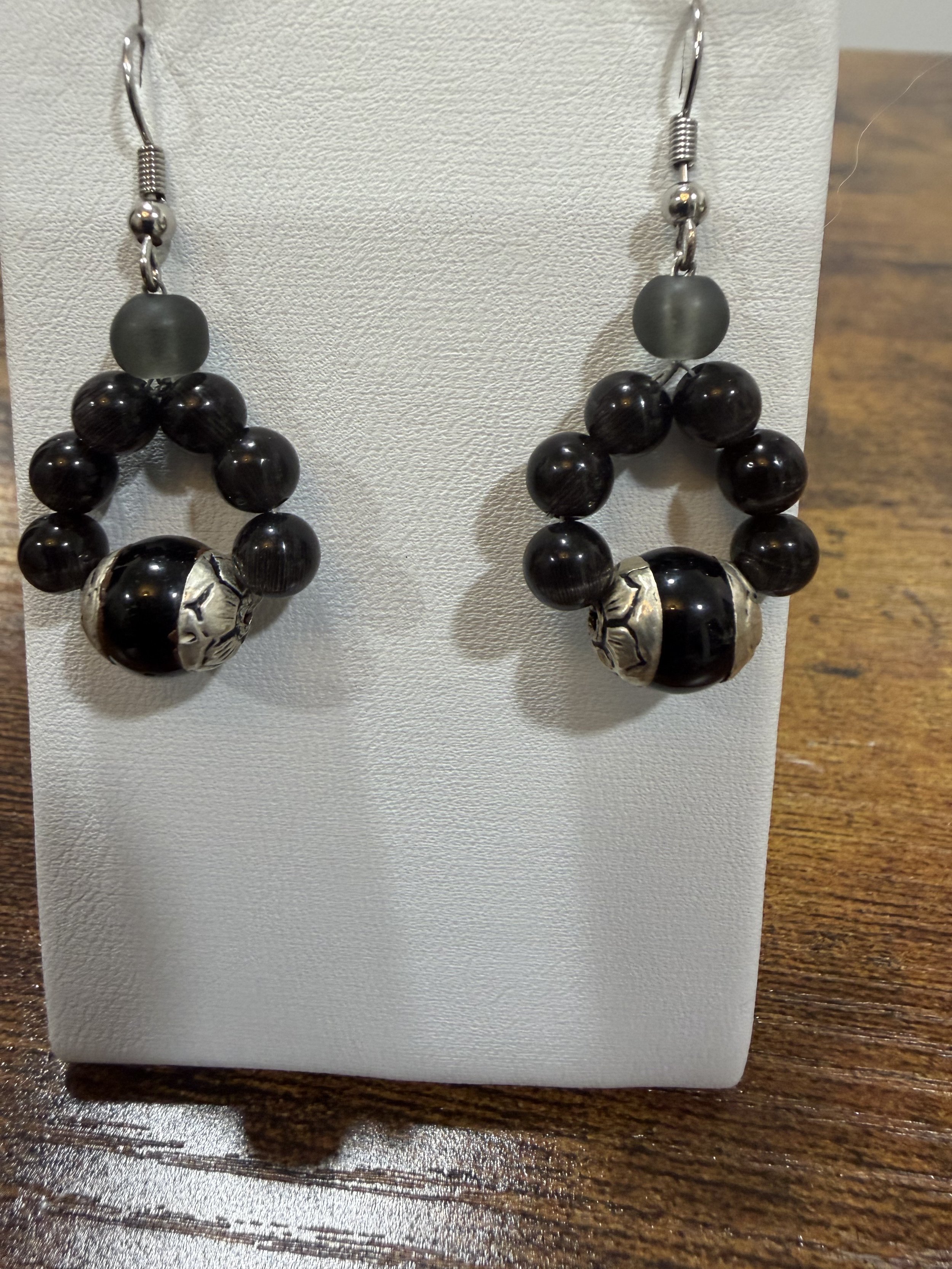 Black Onyx Teardrop Dangle Earrings
