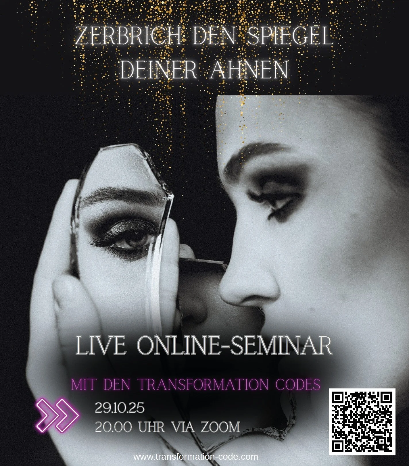 Zerbrich den Spiegel deiner Ahnen

Brich aus dem Karma Rad deiner Ahnen aus, reinige dich von ererbten Lasten deiner Vorfahren! Gehe befreit von karmischen Rucks&auml;cken der Ahnen und in Frieden mit ihnen weiter deinen Lebensweg in Leichtigkeit und