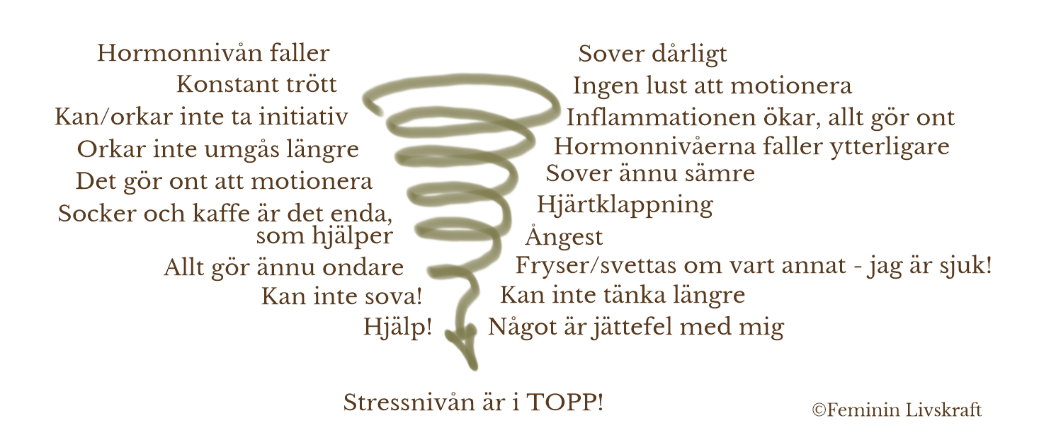 En ond spiral, symptom på perimenopaus/menopaus och stress förvärras