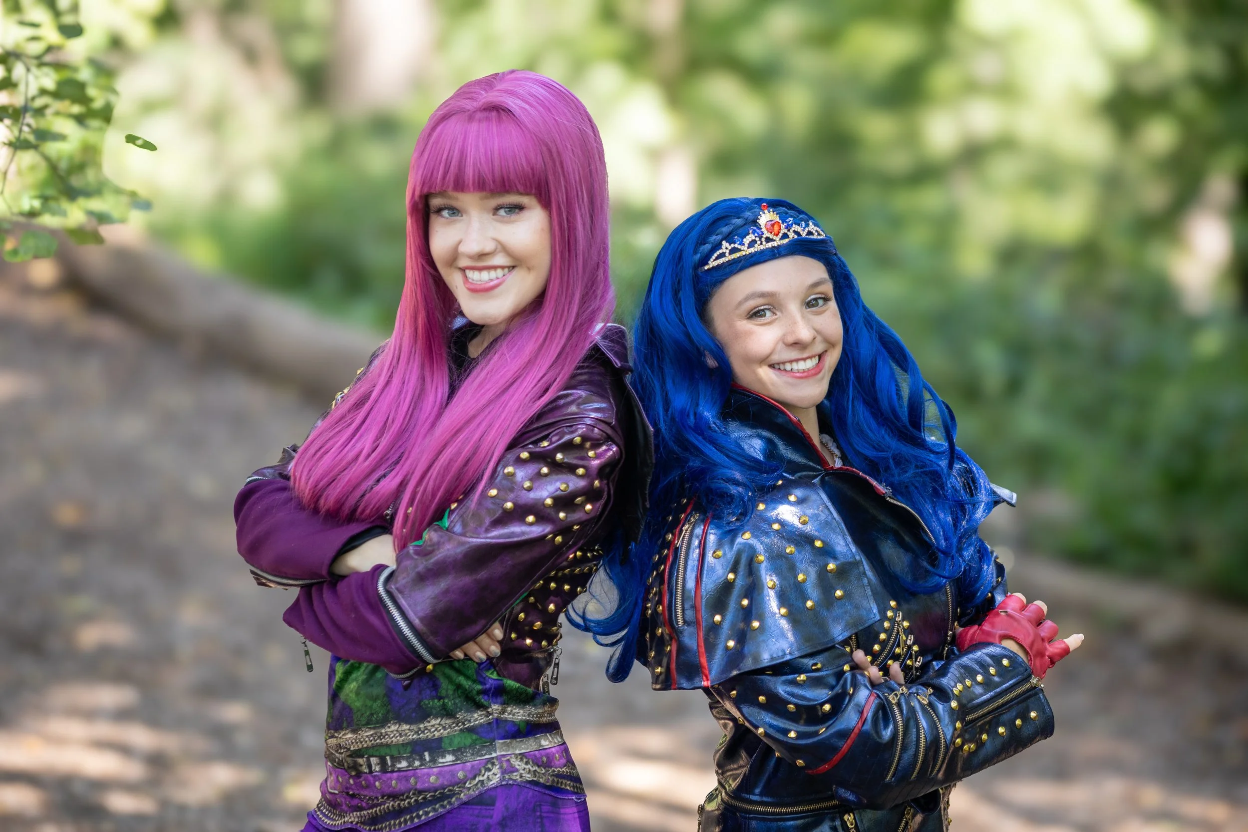 Two girls dressed as Mal and Evie from The Descendants.