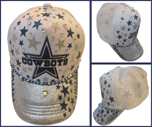 Dallas Cowboys Trucker Hat Blinged- White