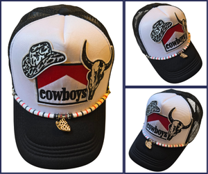 Cowboys 3 Patch with necklace Trucker Hat