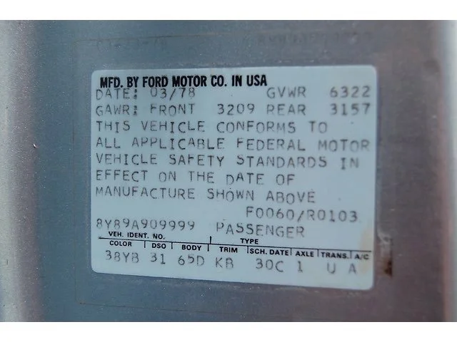 Vehicle identification label from a Ford vehicle with manufacturing date March 2018 and various specifications.