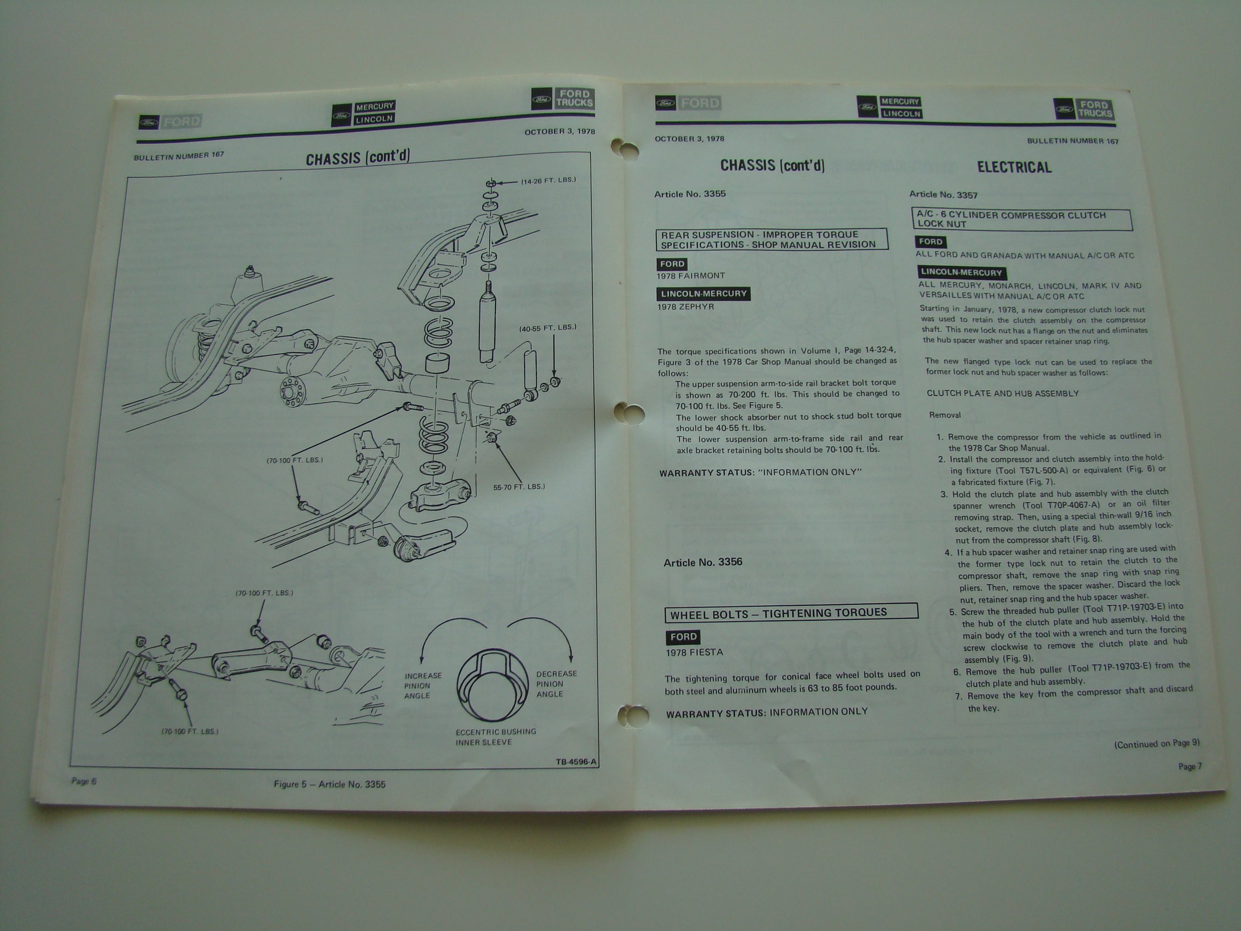 Open car repair manual pages showing a diagram of a vehicle's chassis and suspension components, including torque specifications and instructions for repair procedures.