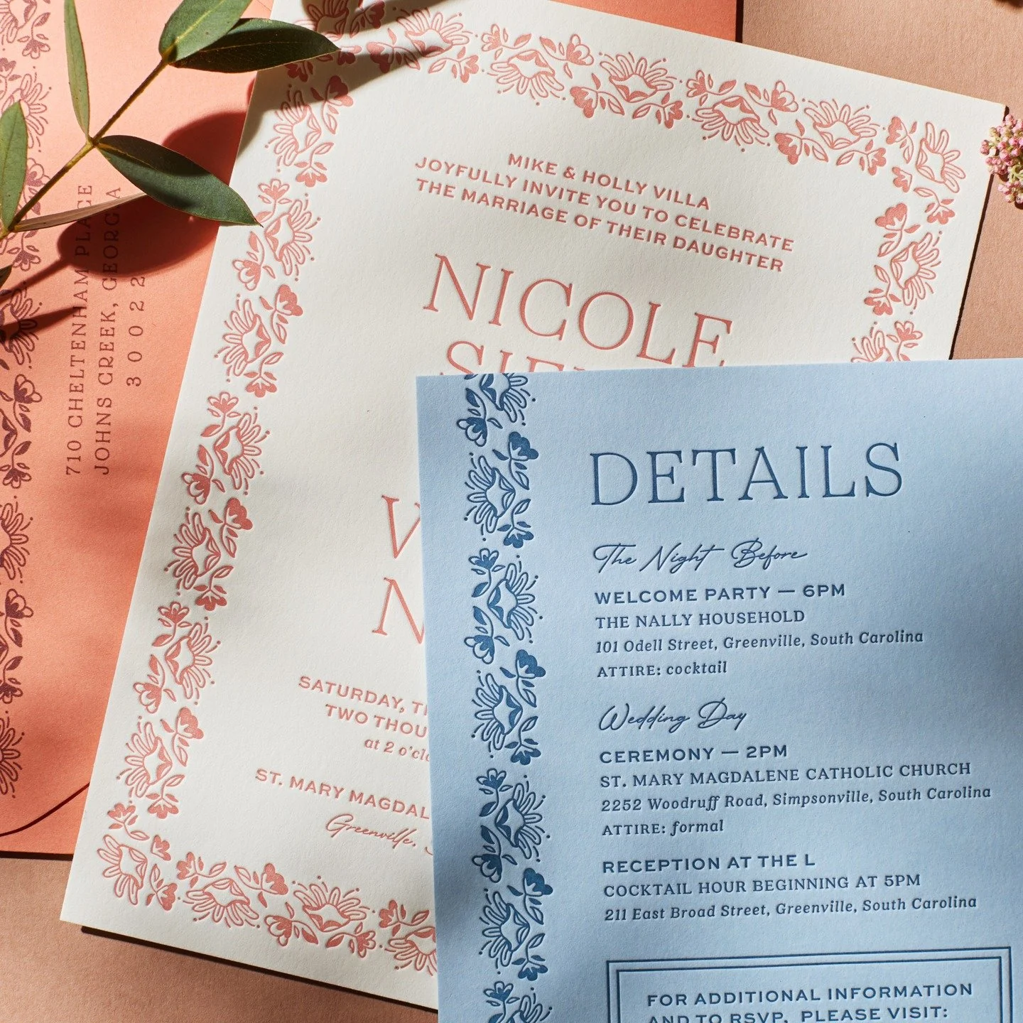 Coral and azure blue &mdash; always a solid pairing.

📸: @armbrusterphoto 

#letterpress  #letterpressprinting #letterpressstationery #letterpressweddinginvitations #weddinginvitation #weddingstationery #letterpressinvitation #stationery #stationer 