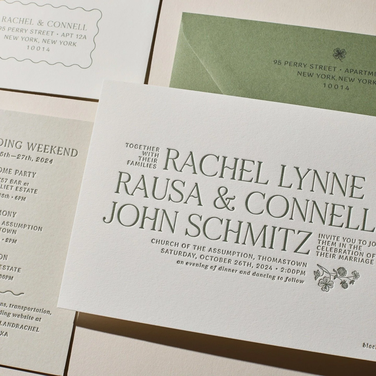 Soft shades of green for Rachel and Connell's wedding in Ireland.

#letterpress #letterpressprinting #letterpressweddinginvitations #letterpresswedding #weddingstationery #weddinginvitation #weddinginvitations #irishwedding #irelandwedding #stationer