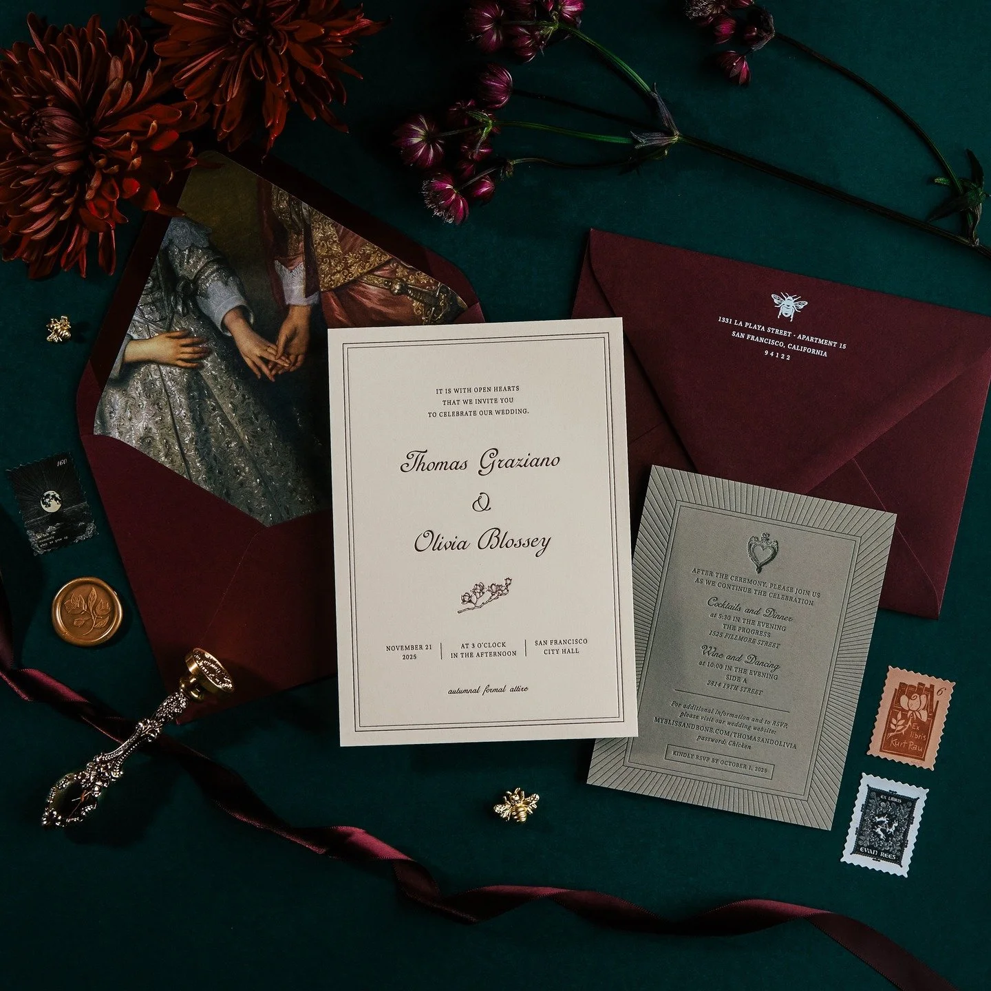 Is your vibe moody? Gothic? Romantic? A bit medieval? We got you.

📸: @armbrusterphoto 

#letterpress #stationery #letterpressprinting #letterpressstationery #letterpressweddinginvitation #letterpressinvitation
#weddinginvitation #weddingstationery 