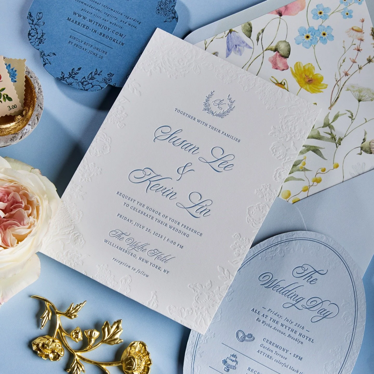 Susan and Kevin's inspiration was soft blues and summer gardens. 

📸: @armbrusterphoto

#letterpress #stationery #letterpressprinting #letterpressstationery #letterpressweddinginvitation #letterpressinvitation
#weddinginvitation #weddingstationery #