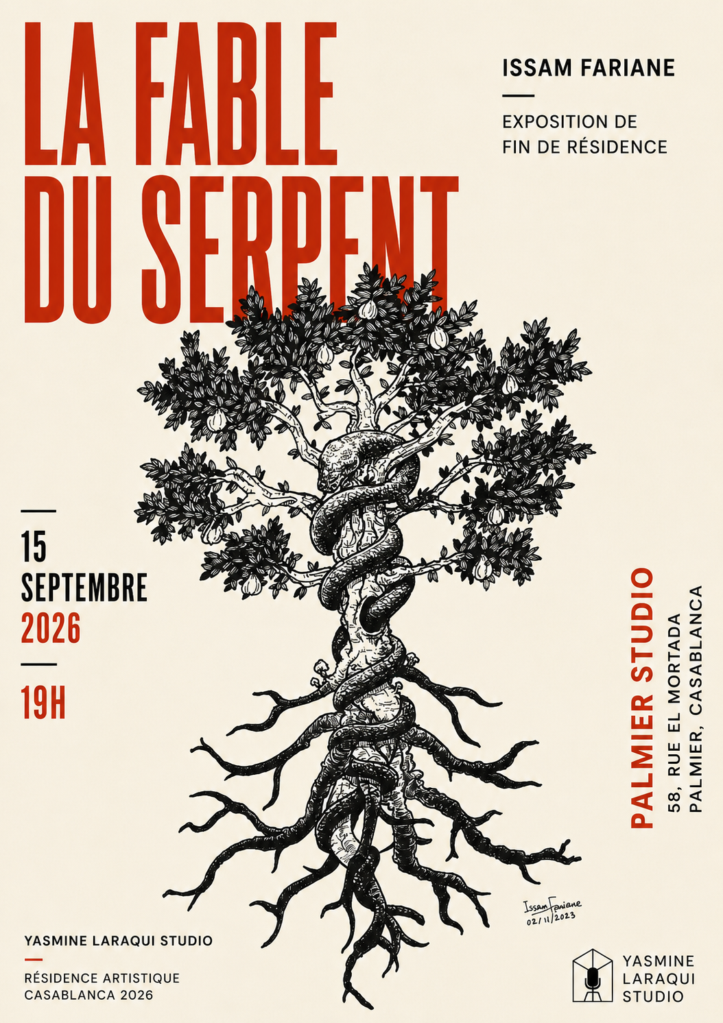La Fable du Serpent — Issam Fariane exhibition poster