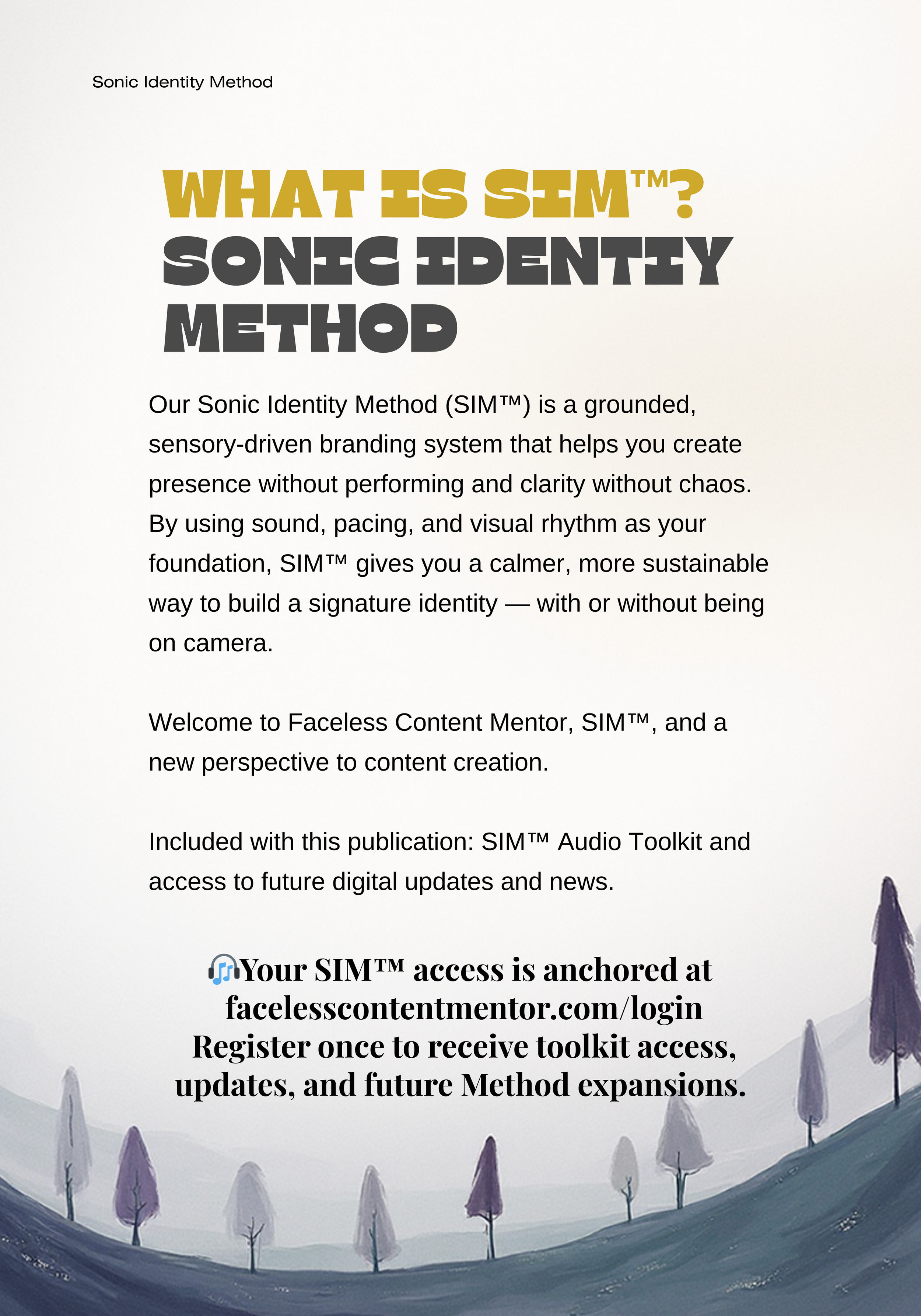 What Is SIM graphic describing the Sonic Identity Method with calm text and simple layout.