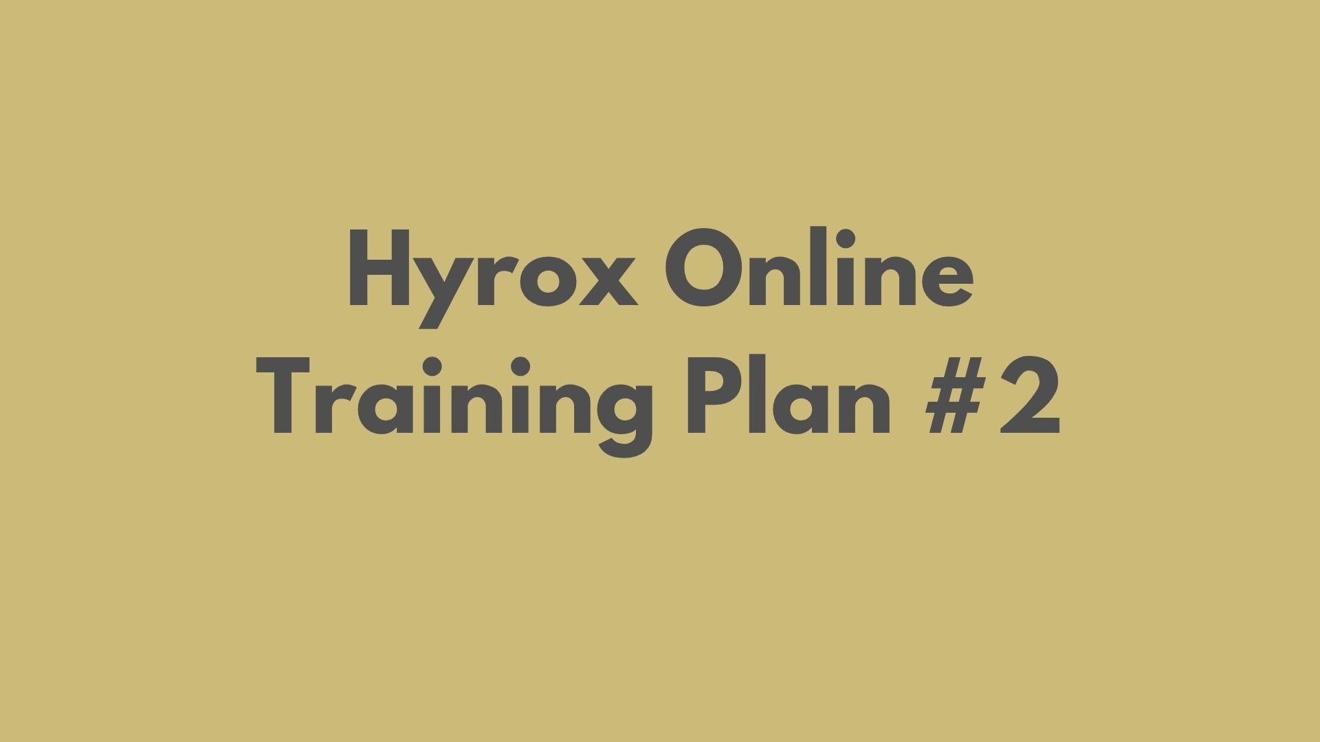6-week Hyrox Training Plan #2