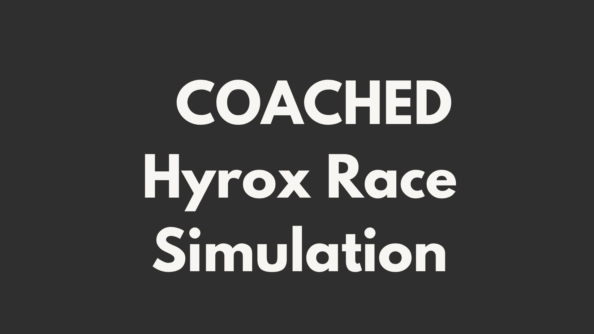 Coached Race Simulation