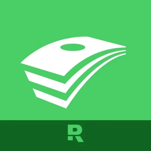 Icon depicting a stack of papers with a circle on top, on a green background with a letter "R" at the bottom.