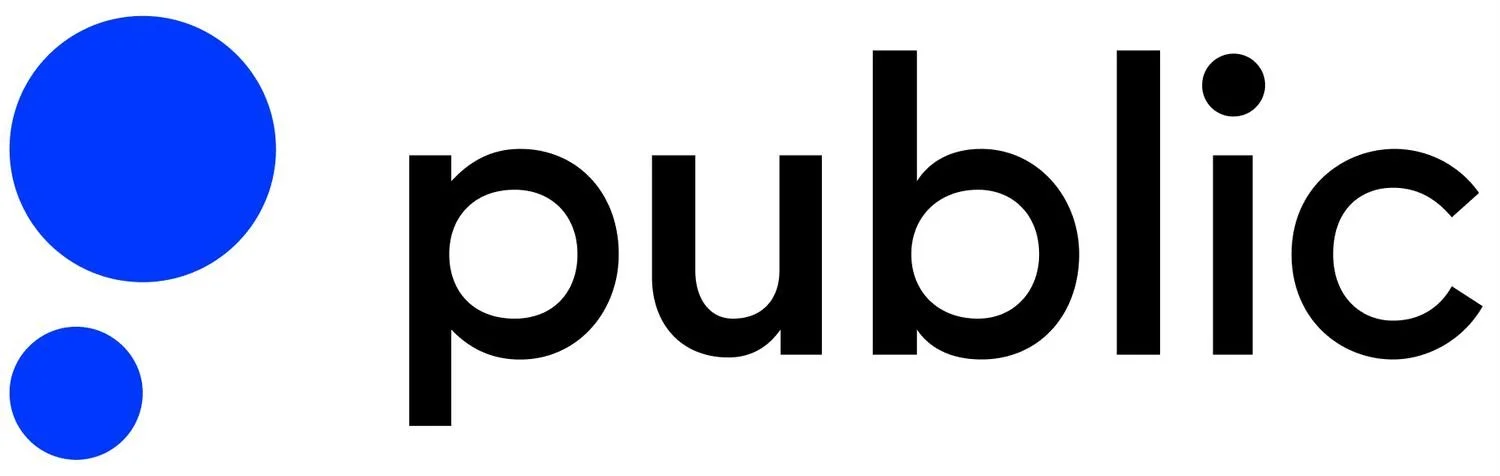 The logo of Publix supermarket chain with the word 'public' in black text and two blue circles on the left.