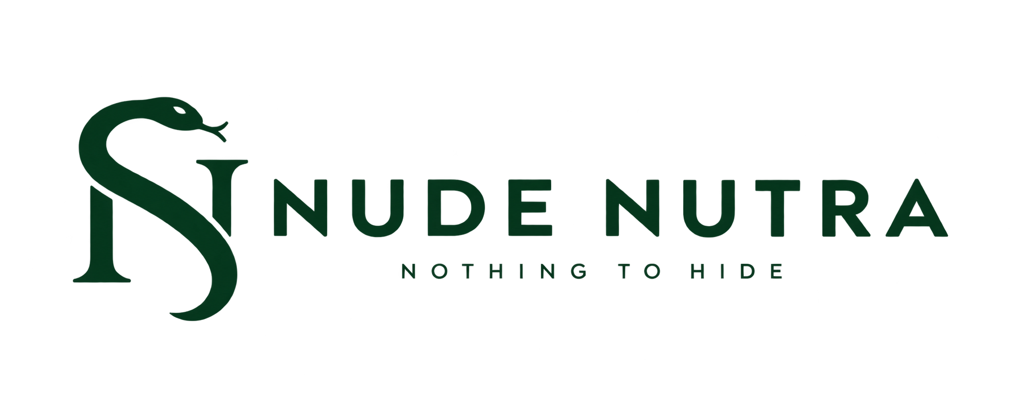 Logo for 'S Nude Nura', featuring a stylized snake forming the S and the tagline 'Nothing to Hide'