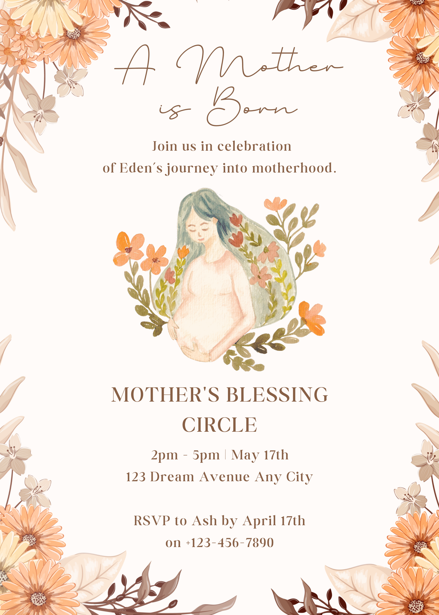 Boho pink floral mothers Blessing invitation.png