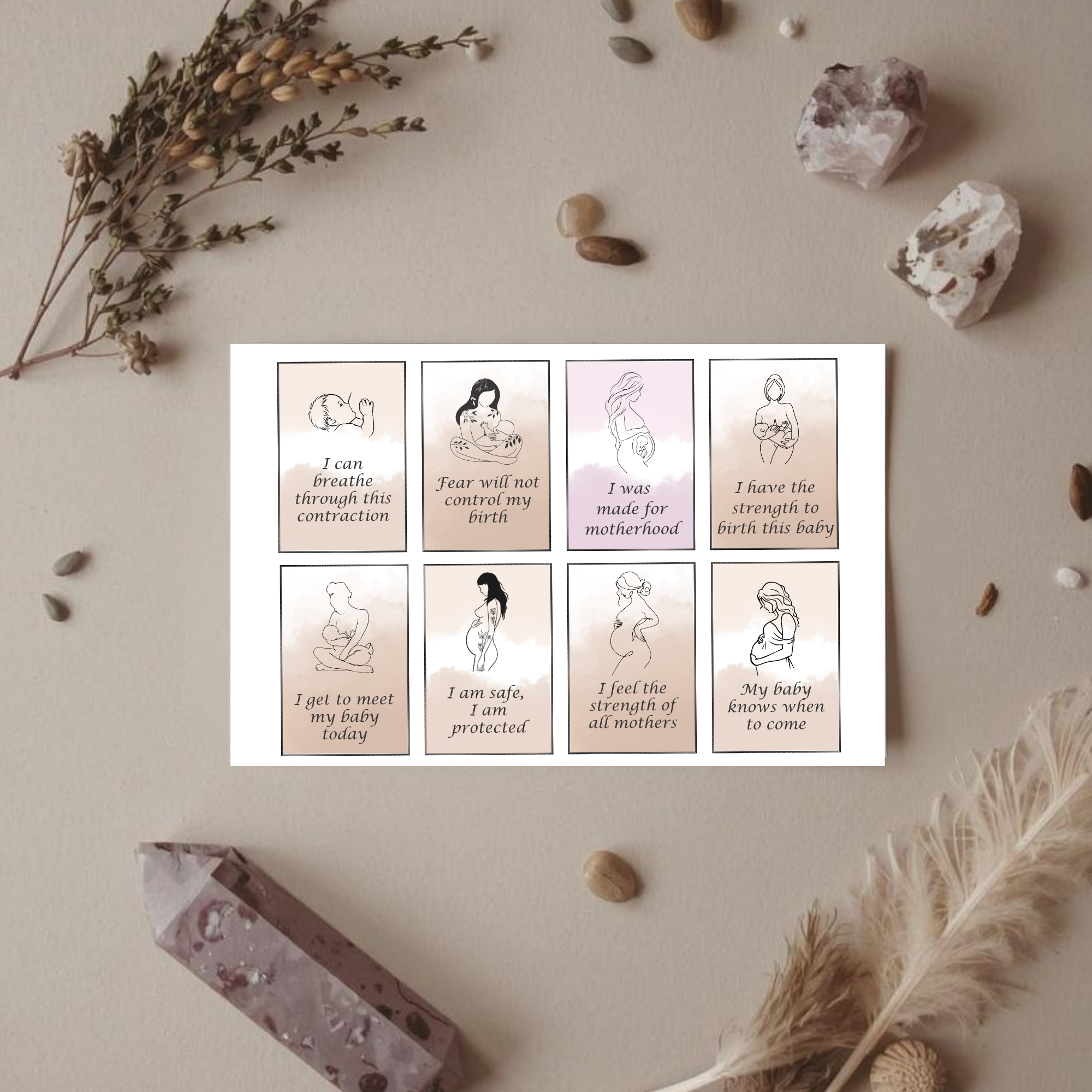 Birth and Pregnancy affirmation cards, Motherhood Printable, Gift for Expecting Moms