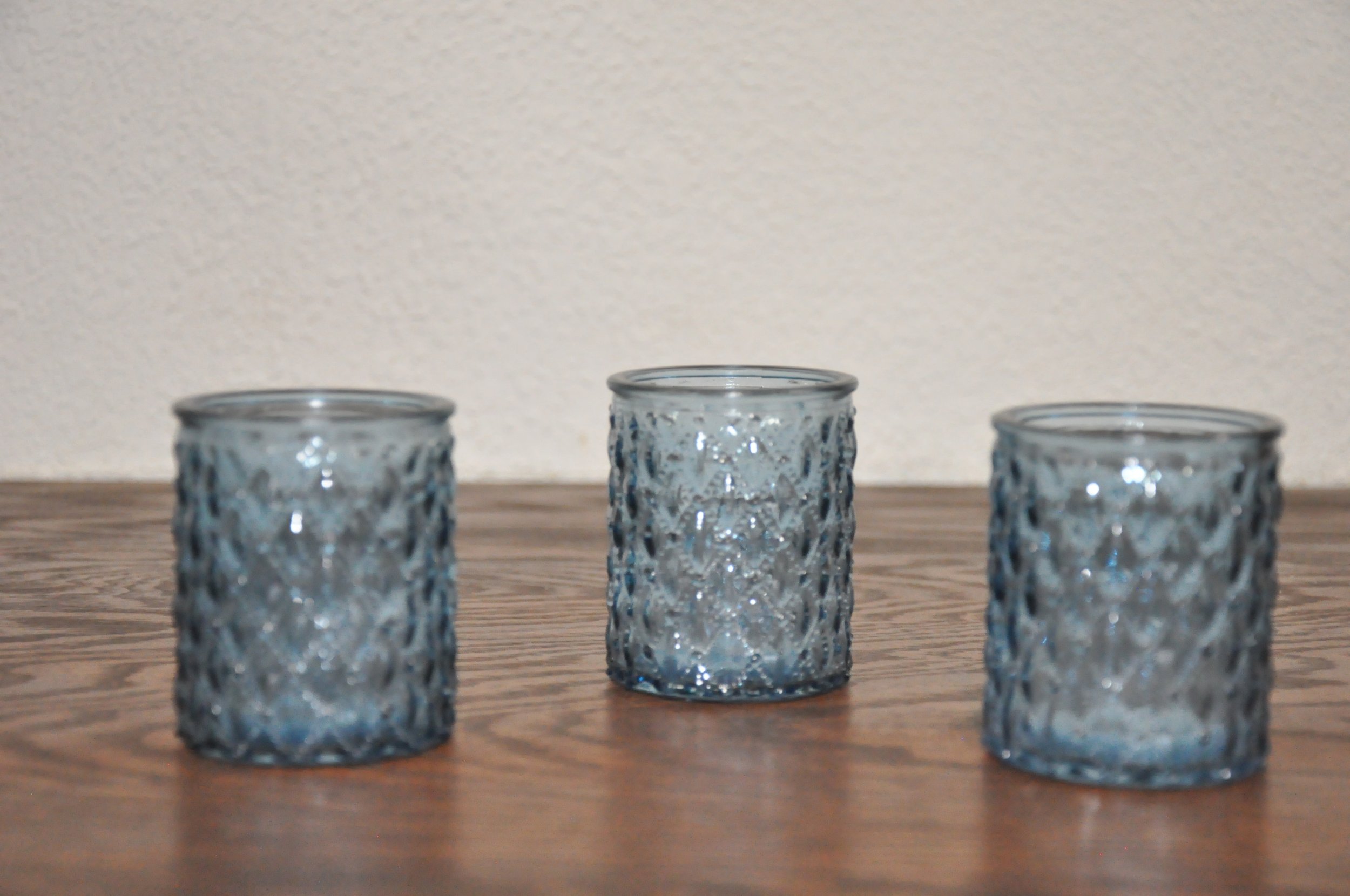 Blue Textured Glass Votive Holders