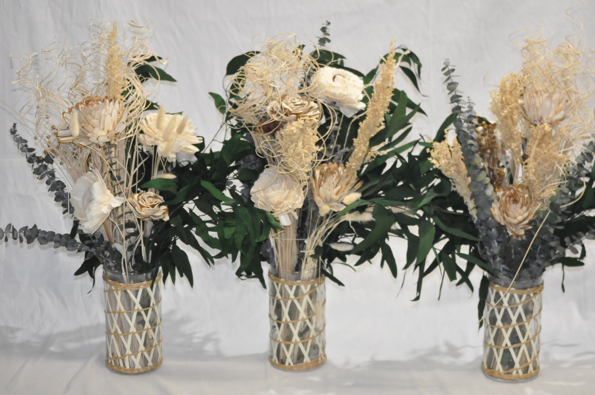 Neutral Dried Floral Arrangements (Set of 3)