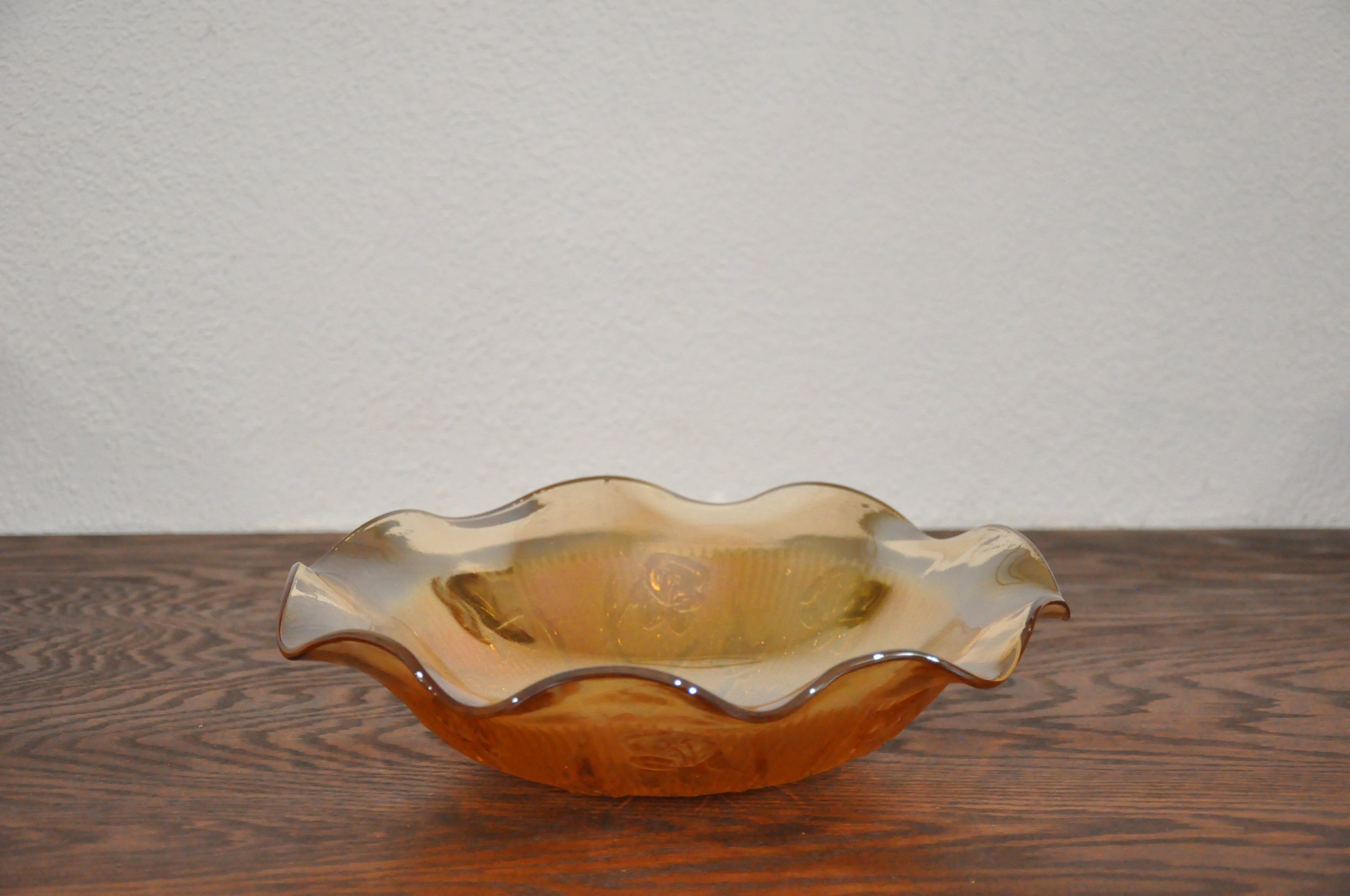 Amber Ruffled Glass Bowl