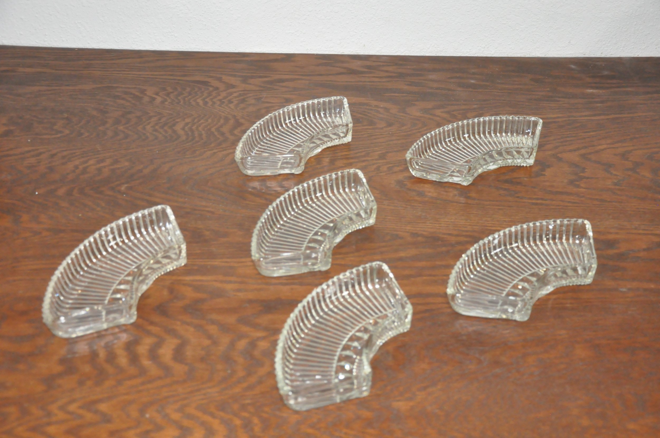 Vintage Glass Crescent Dishes (Set of 6)