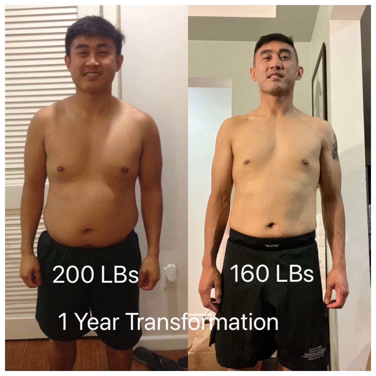 Client Alex&rsquo;s one year fat/weight loss transformation. Alex strength trained with me once a week and did 3-4 days of BJJ (Brazilian jiu-jitsu) as his cardio. As with anything consistency and discipline with the diet is the key 🔑 to success. Wa